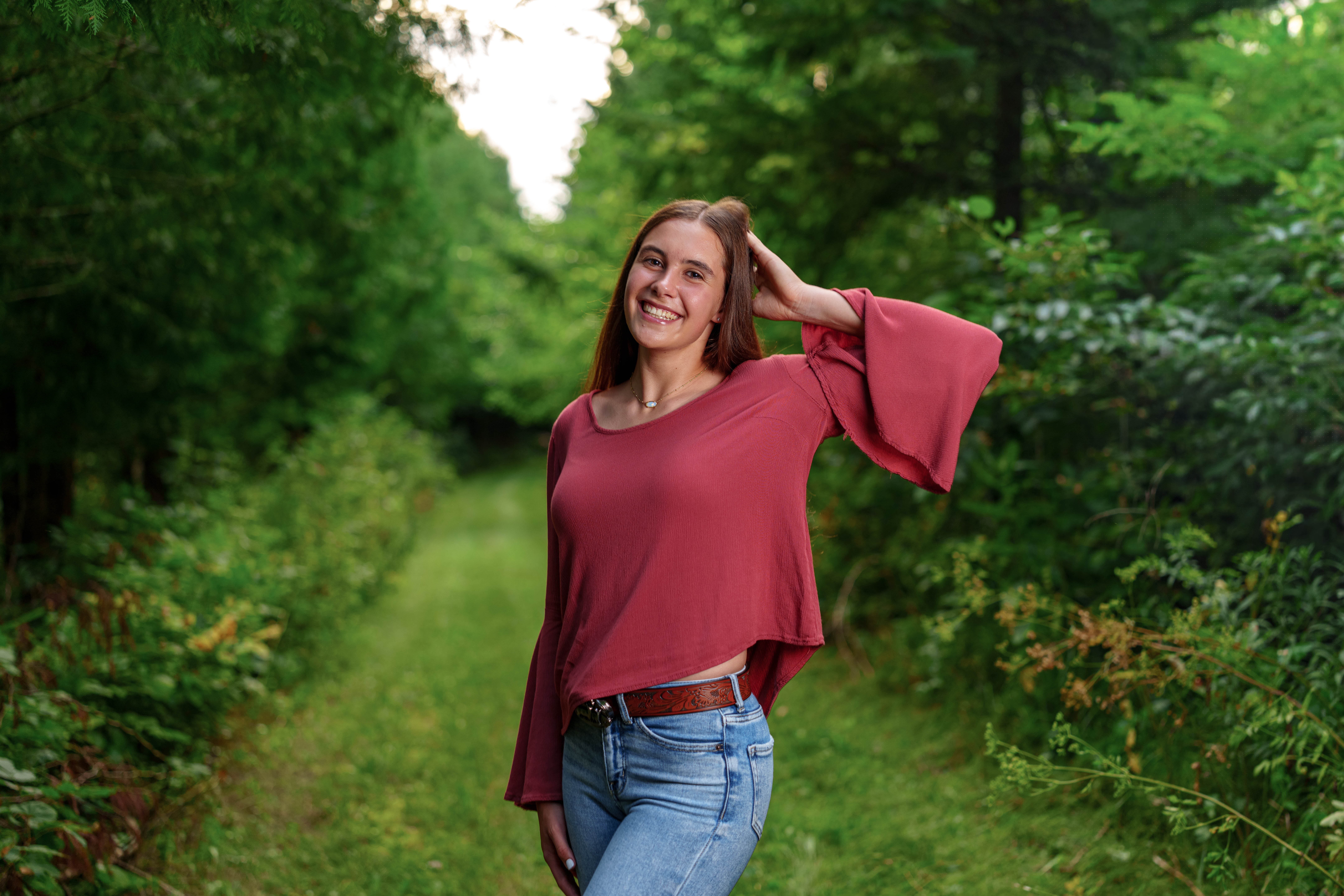 Click to View Larger Mary McKenzie poses for senior photos in Monroe Wisconsin on August 17th, 2025. McKenzie will graduate in 2026. Photography by Ross Harried for Second Crop Creative.