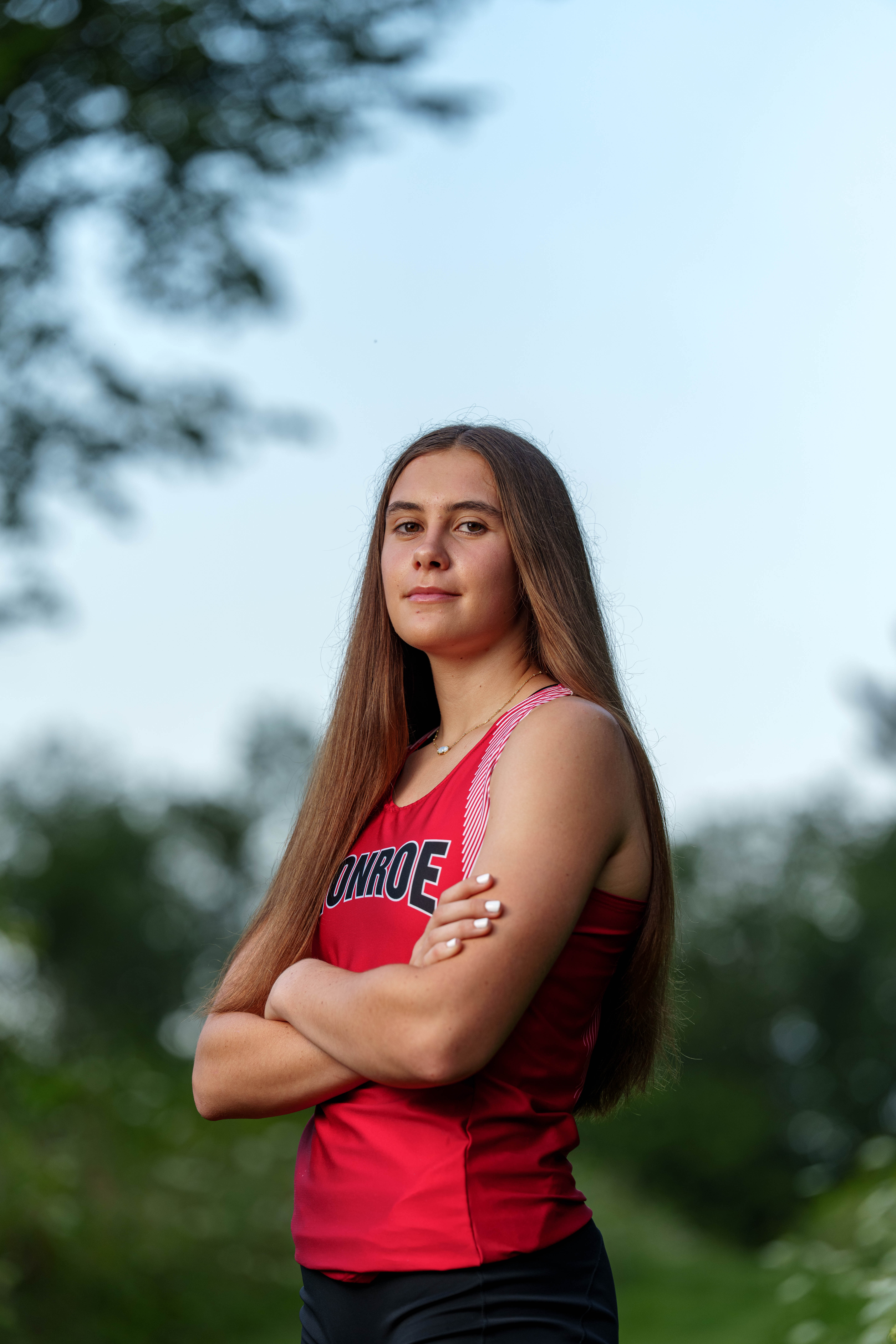 Click to View Larger Mary McKenzie poses for senior photos in Monroe Wisconsin on August 17th, 2025. McKenzie will graduate in 2026. Photography by Ross Harried for Second Crop Creative.