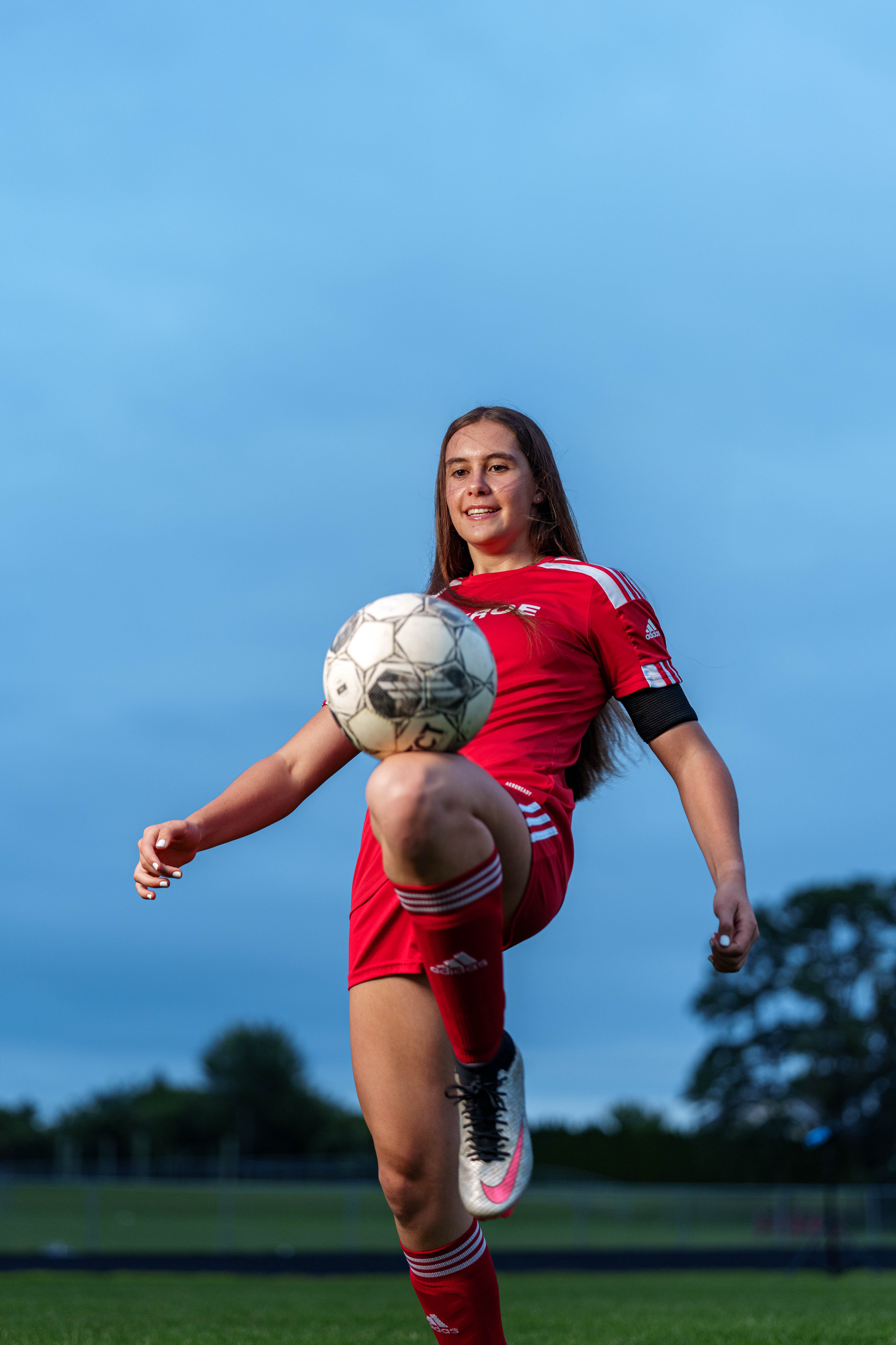 Click to View Larger Mary McKenzie poses for senior photos in Monroe Wisconsin on August 17th, 2025. McKenzie will graduate in 2026. Photography by Ross Harried for Second Crop Creative.