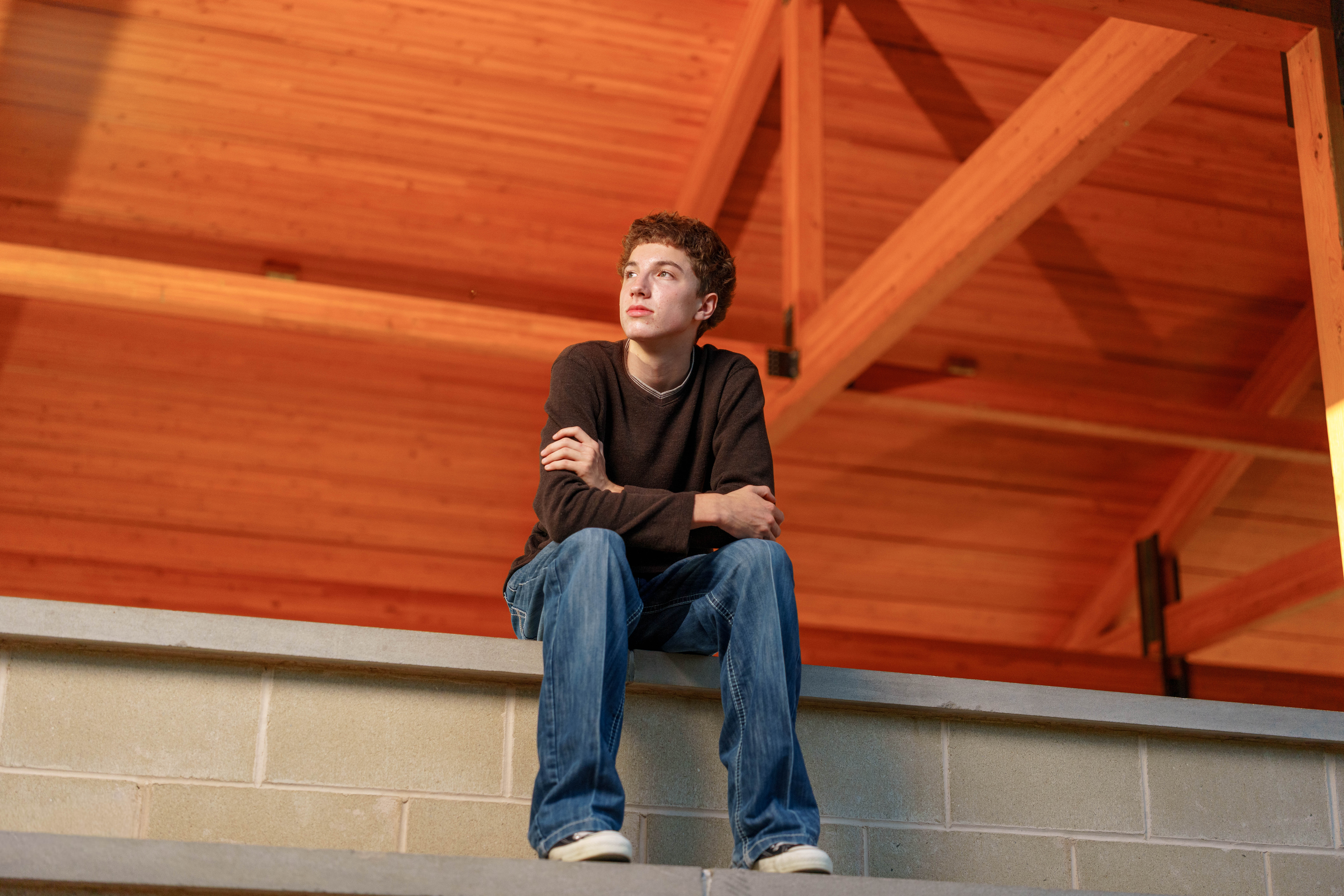 Click to View Larger Ethan Williams poses for senior photos in Monroe, Wisconsin on August 19th, 2025. Williams will graduate in 2026. Photography by Ross Harried for Second Crop Creative.