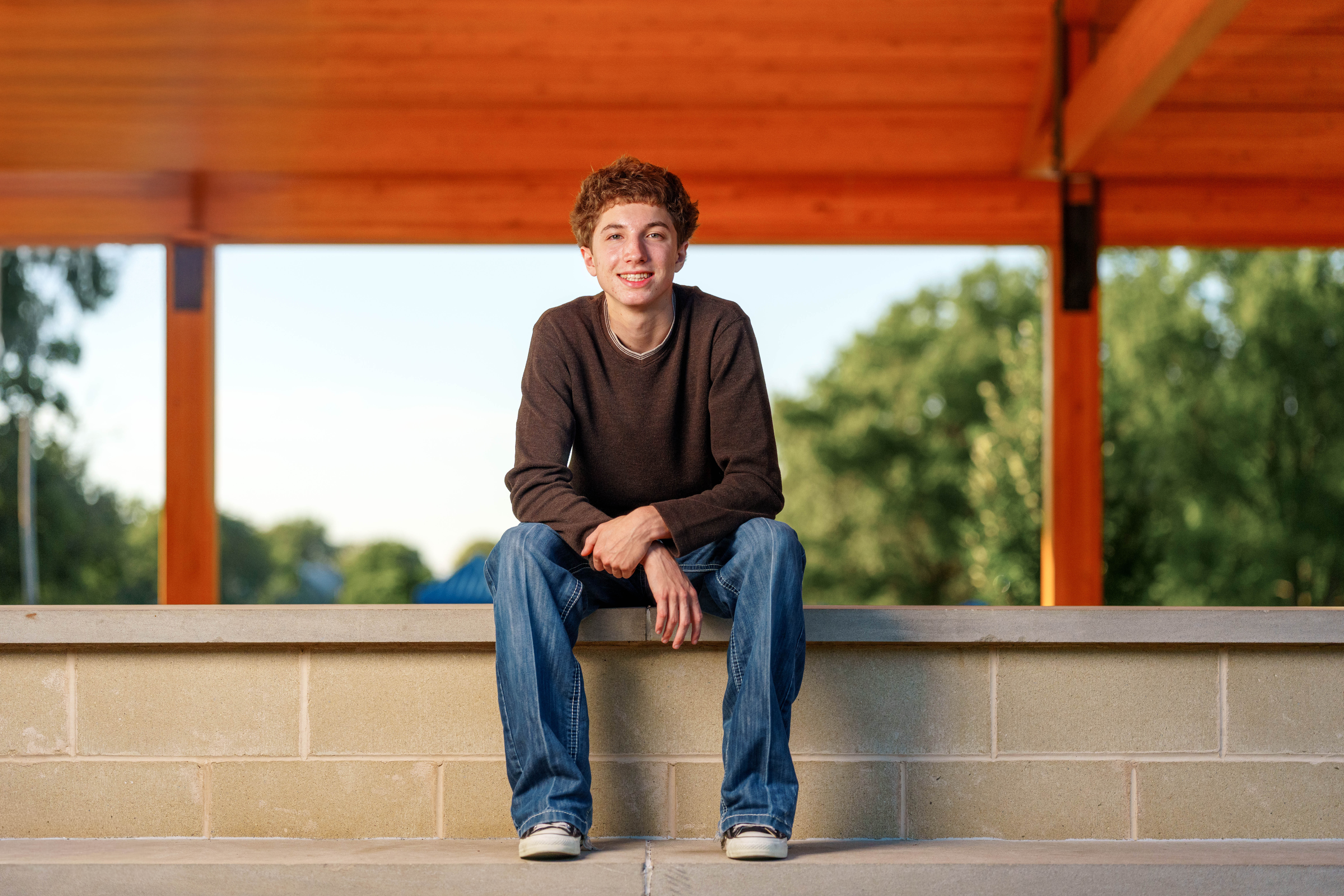 Click to View Larger Ethan Williams poses for senior photos in Monroe, Wisconsin on August 19th, 2025. Williams will graduate in 2026. Photography by Ross Harried for Second Crop Creative.