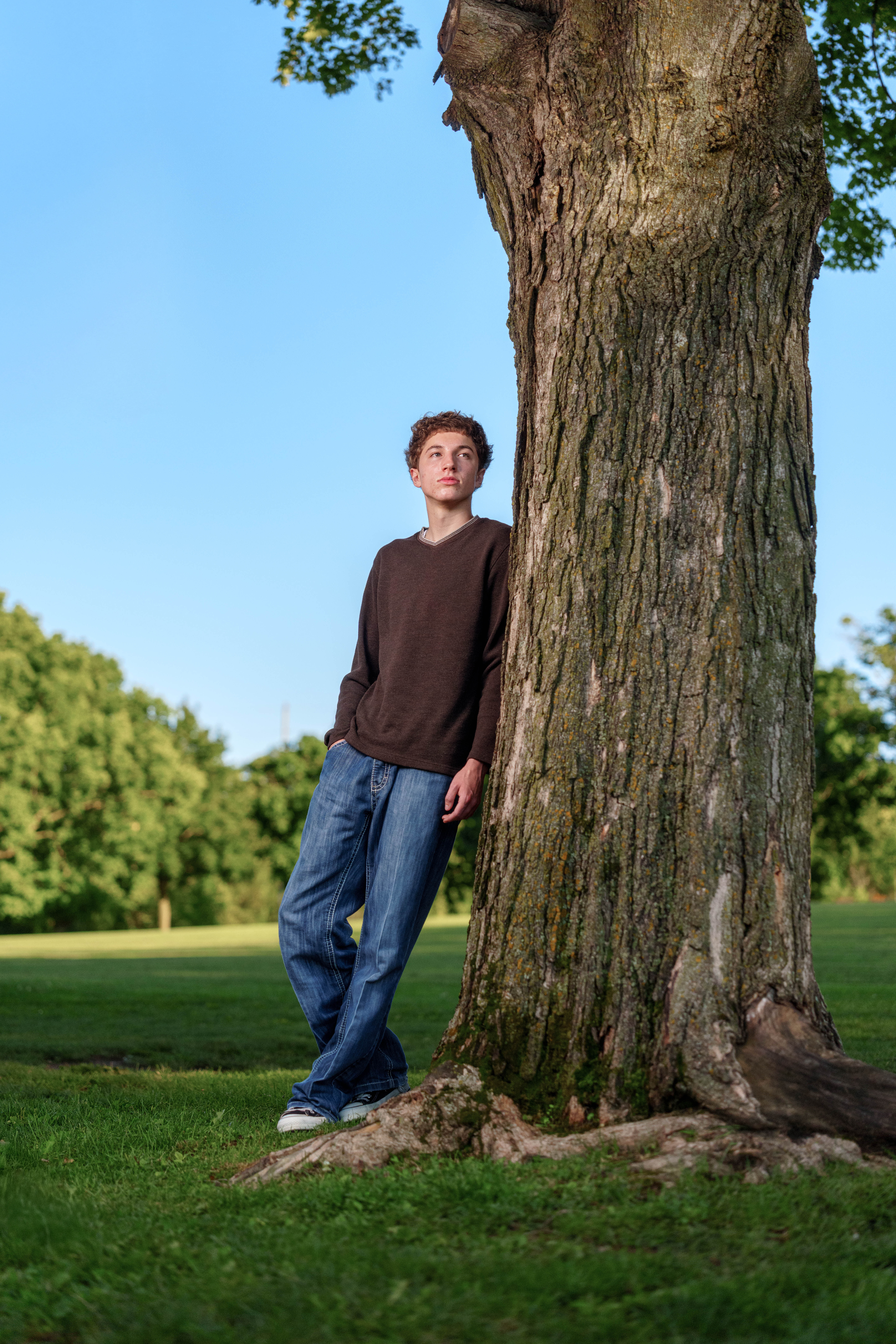 Click to View Larger Ethan Williams poses for senior photos in Monroe, Wisconsin on August 19th, 2025. Williams will graduate in 2026. Photography by Ross Harried for Second Crop Creative.