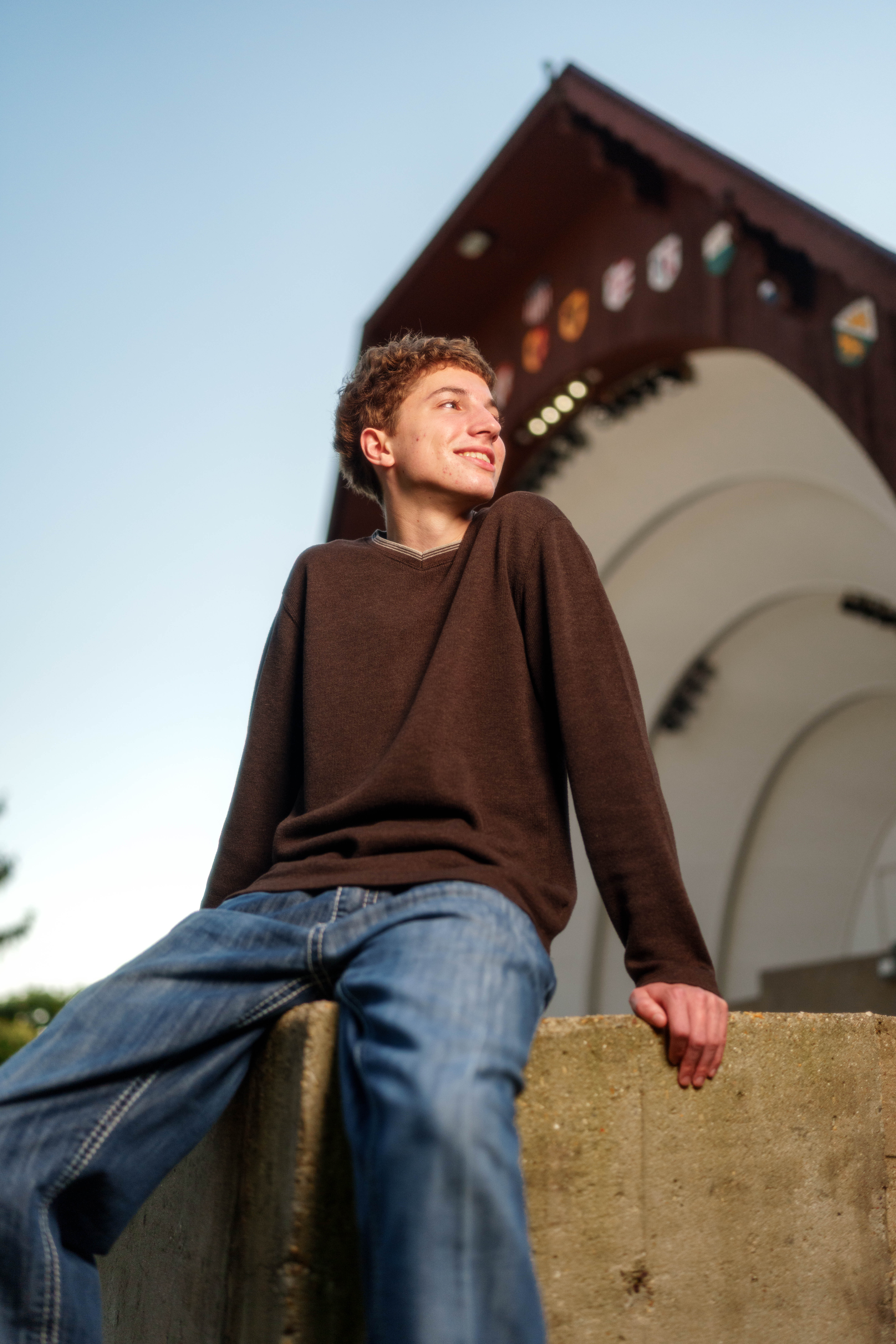 Click to View Larger Ethan Williams poses for senior photos in Monroe, Wisconsin on August 19th, 2025. Williams will graduate in 2026. Photography by Ross Harried for Second Crop Creative.