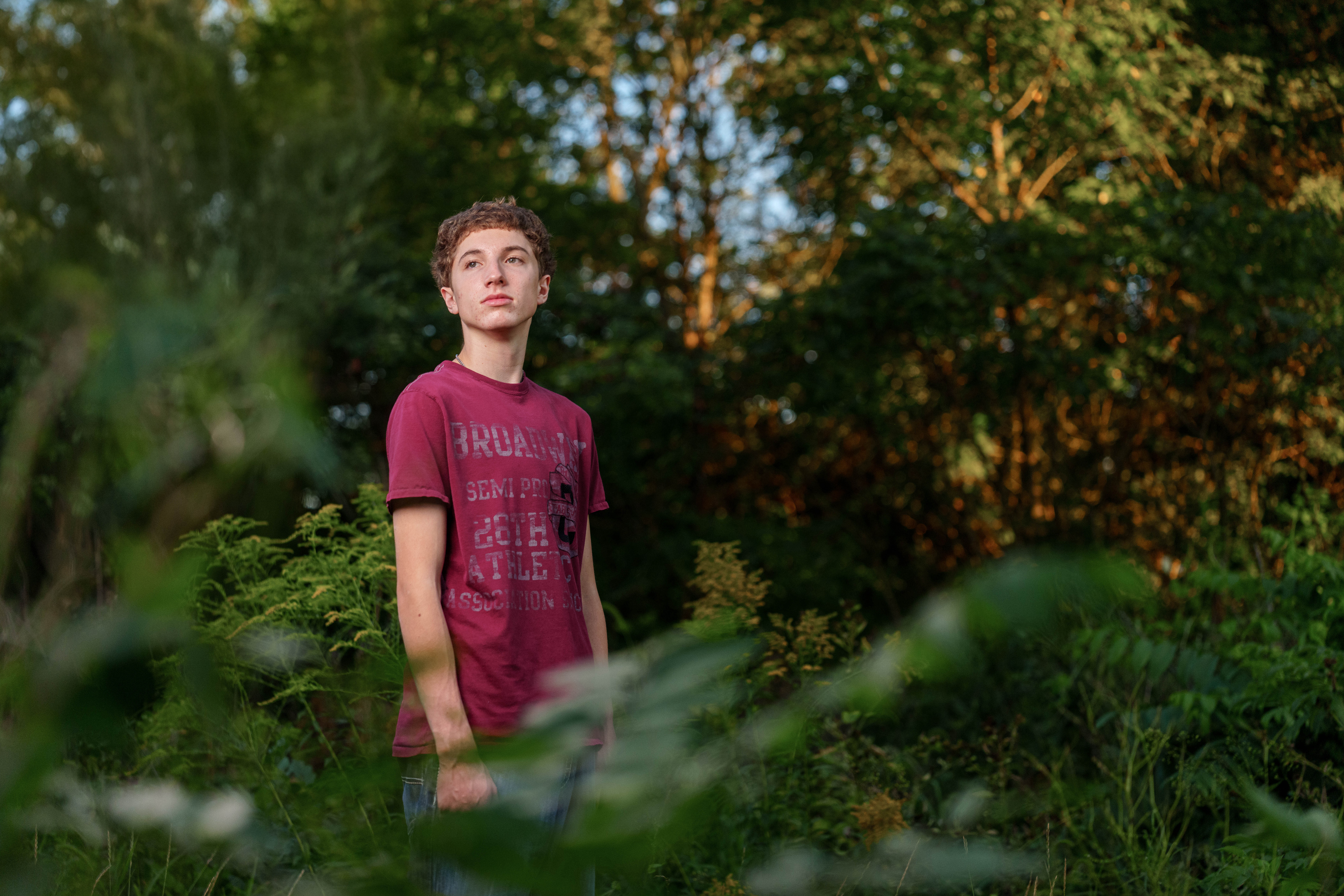 Click to View Larger Ethan Williams poses for senior photos in Monroe, Wisconsin on August 19th, 2025. Williams will graduate in 2026. Photography by Ross Harried for Second Crop Creative.
