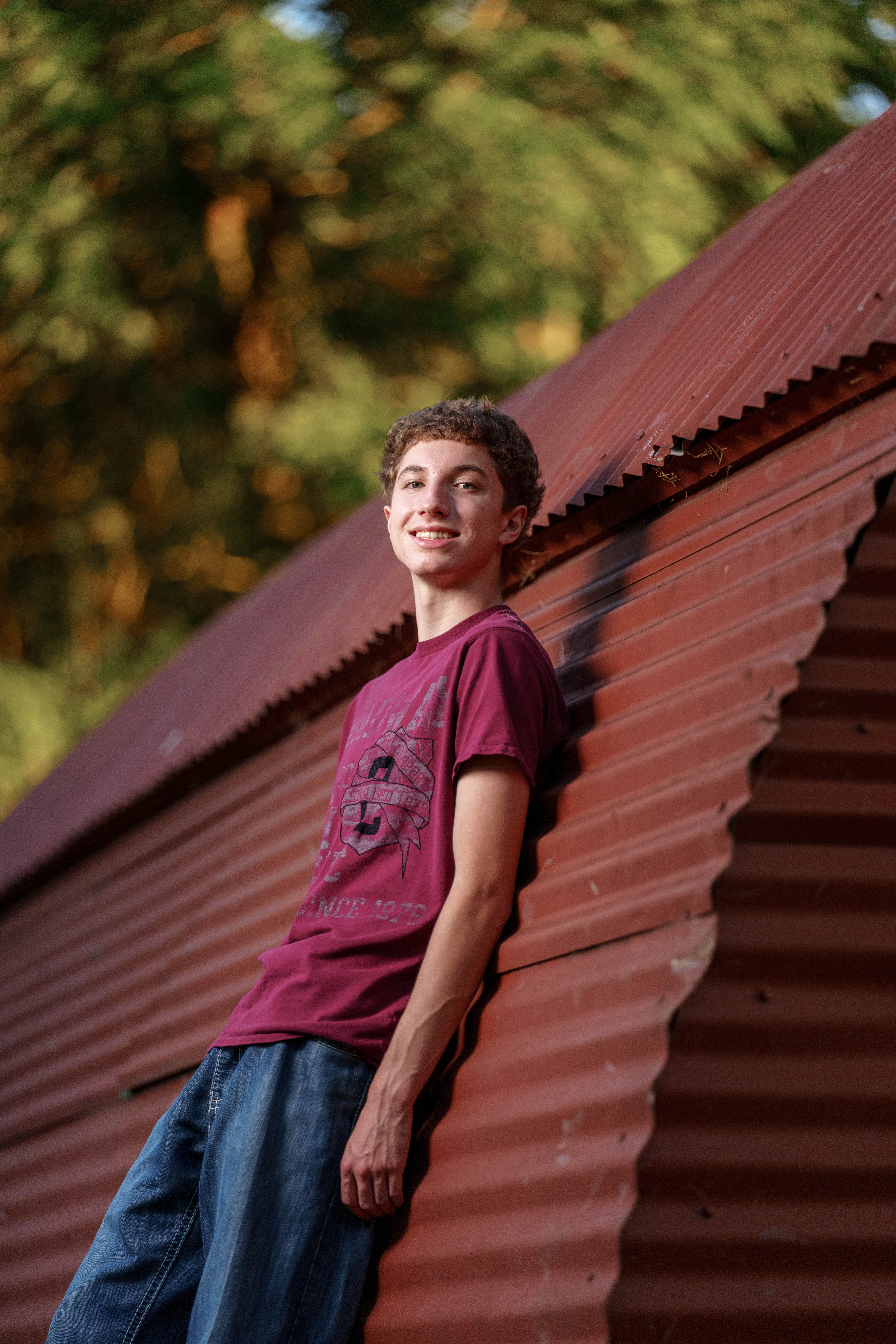 Click to View Larger Ethan Williams poses for senior photos in Monroe, Wisconsin on August 19th, 2025. Williams will graduate in 2026. Photography by Ross Harried for Second Crop Creative.
