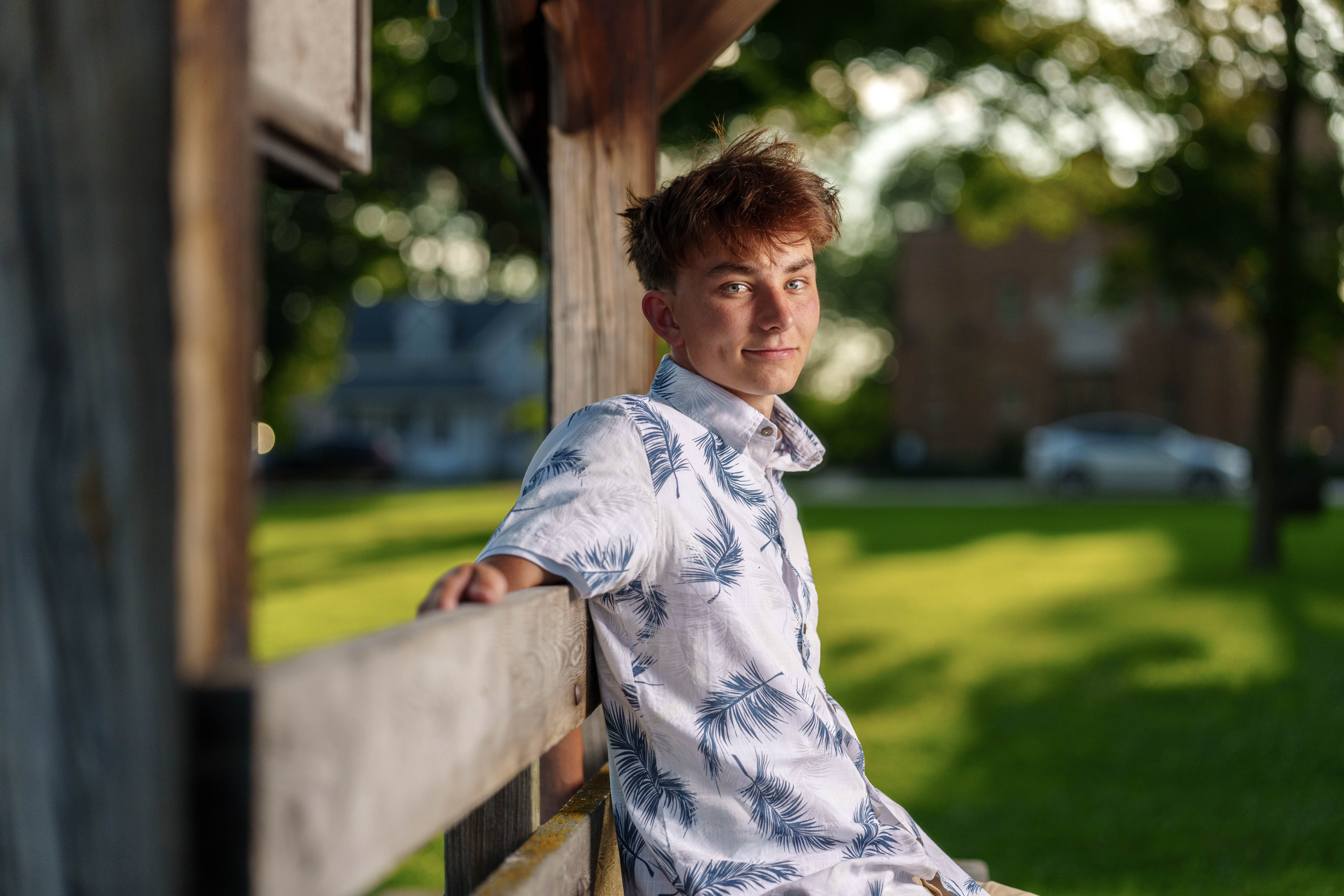 Click to View Larger Grant Hubbard poses for senior photos in Poli, Wisconsin on August 21st, 2025. Hubbard will graduate in 2026. Photography by Ross Harried for Second Crop Creative.