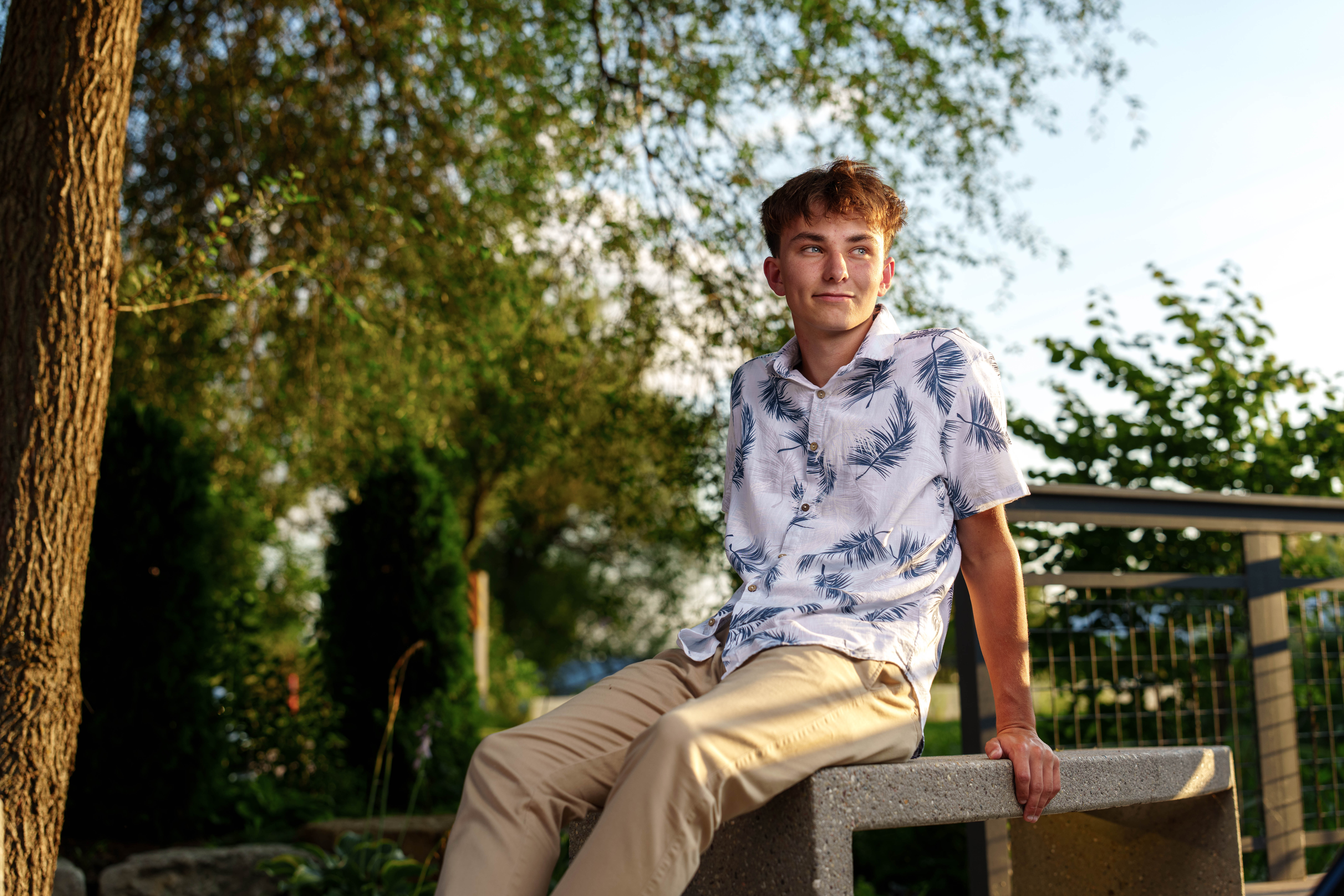 Click to View Larger Grant Hubbard poses for senior photos in Poli, Wisconsin on August 21st, 2025. Hubbard will graduate in 2026. Photography by Ross Harried for Second Crop Creative.