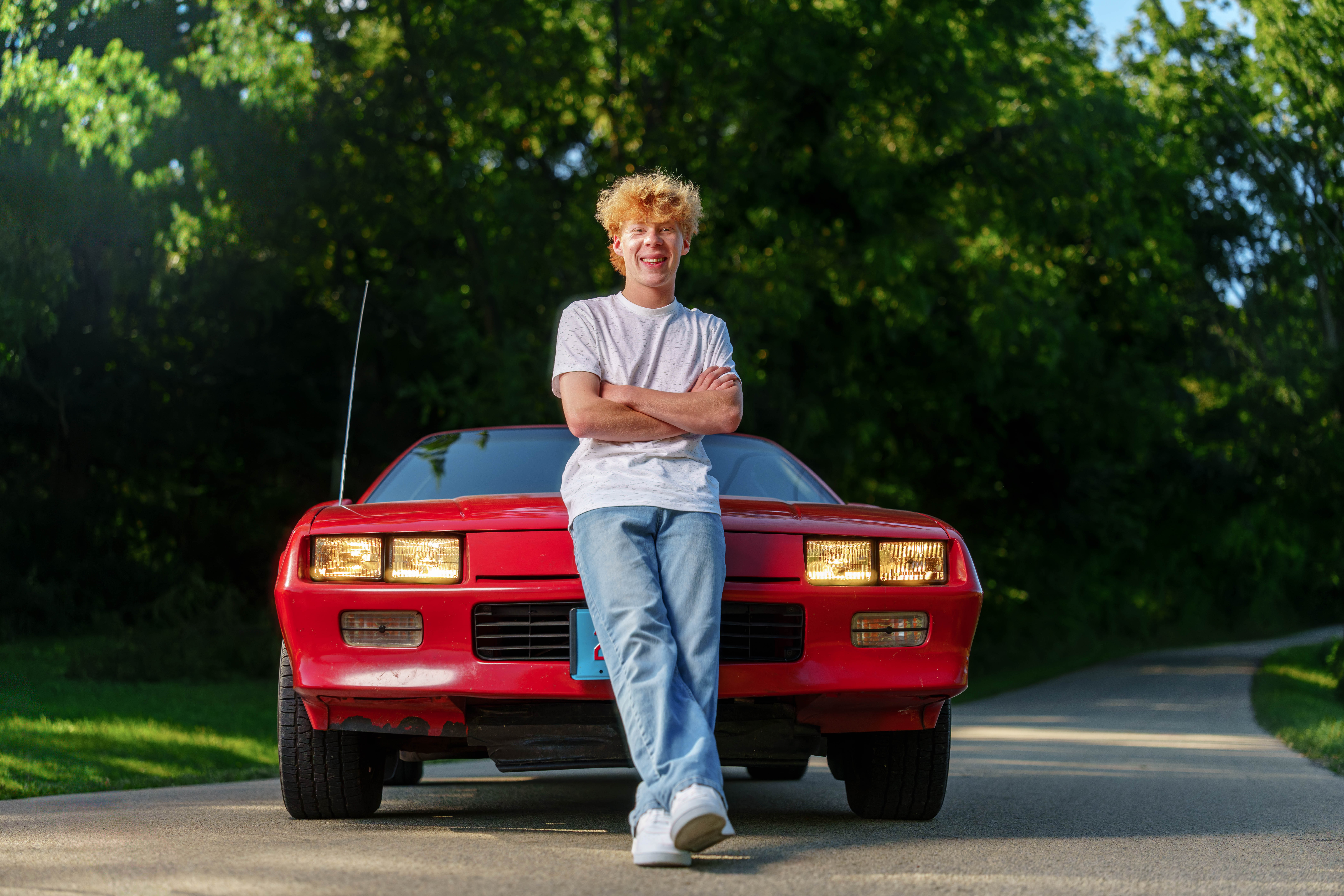 Click to View Larger Logan Meier poses for senior photos outside Monroe, Wisconsin on September 5th, 2025. Meirer will graduate in 2026. Photography by Ross Harried for Second Crop Creative.
