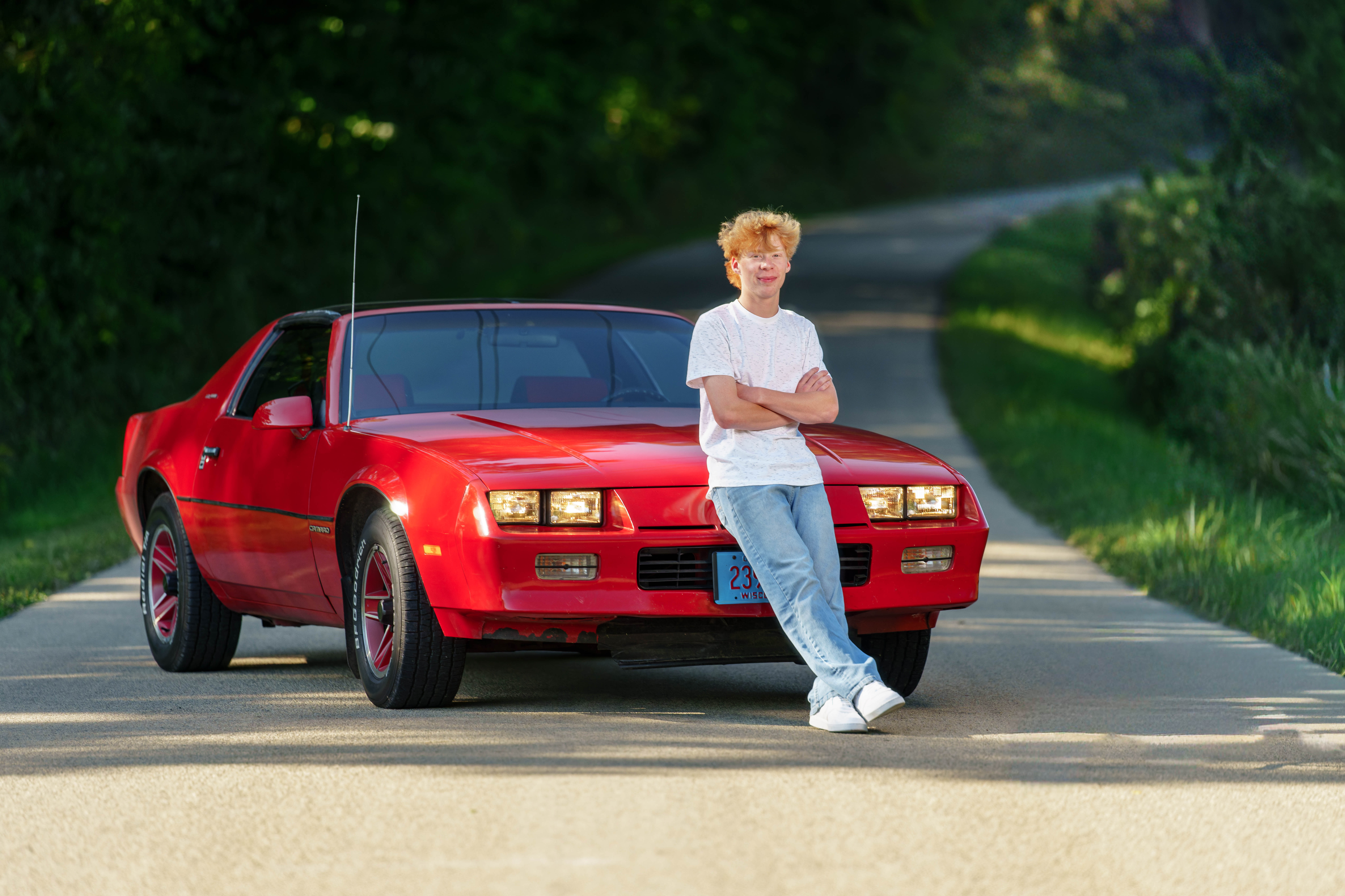Click to View Larger Logan Meier poses for senior photos outside Monroe, Wisconsin on September 5th, 2025. Meirer will graduate in 2026. Photography by Ross Harried for Second Crop Creative.