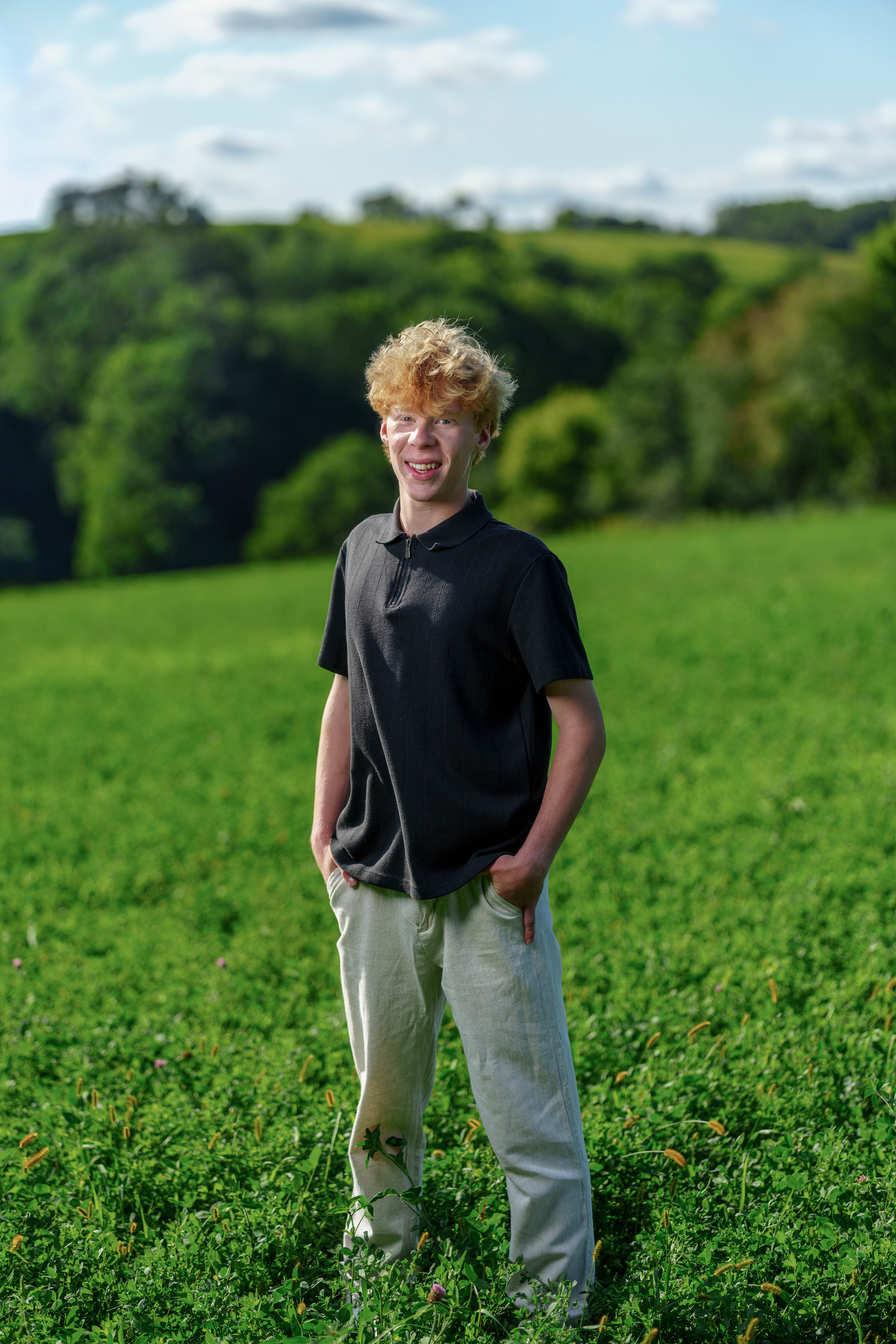 Click to View Larger Logan Meier poses for senior photos outside Monroe, Wisconsin on September 5th, 2025. Meirer will graduate in 2026. Photography by Ross Harried for Second Crop Creative.