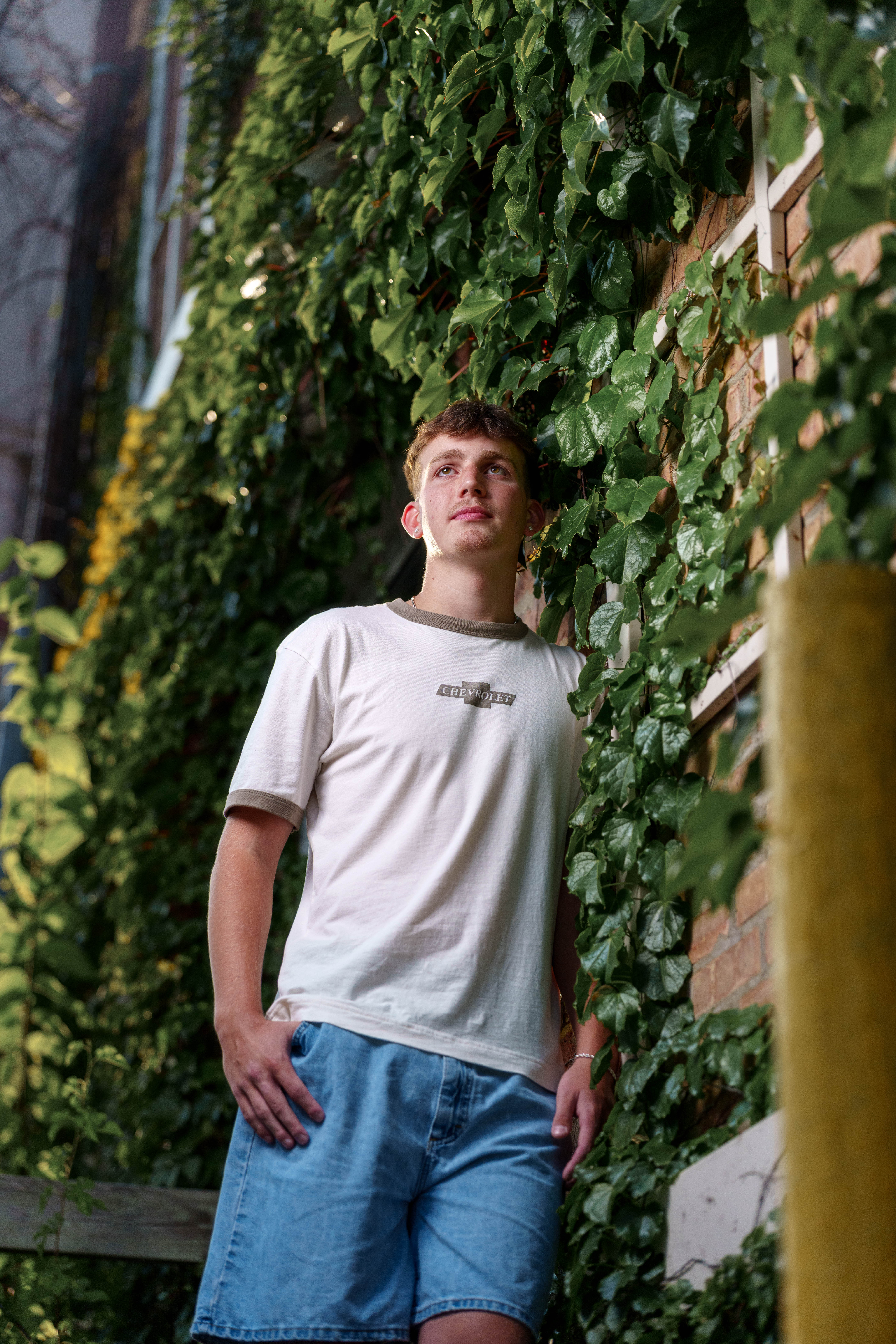 Click to View Larger Logan Taylor poses for senior photos in Monroe, Wisconsin on September 8th, 2025. Taylor will graduate in 2026. Photography by Ross Harried for Second Crop Creative.