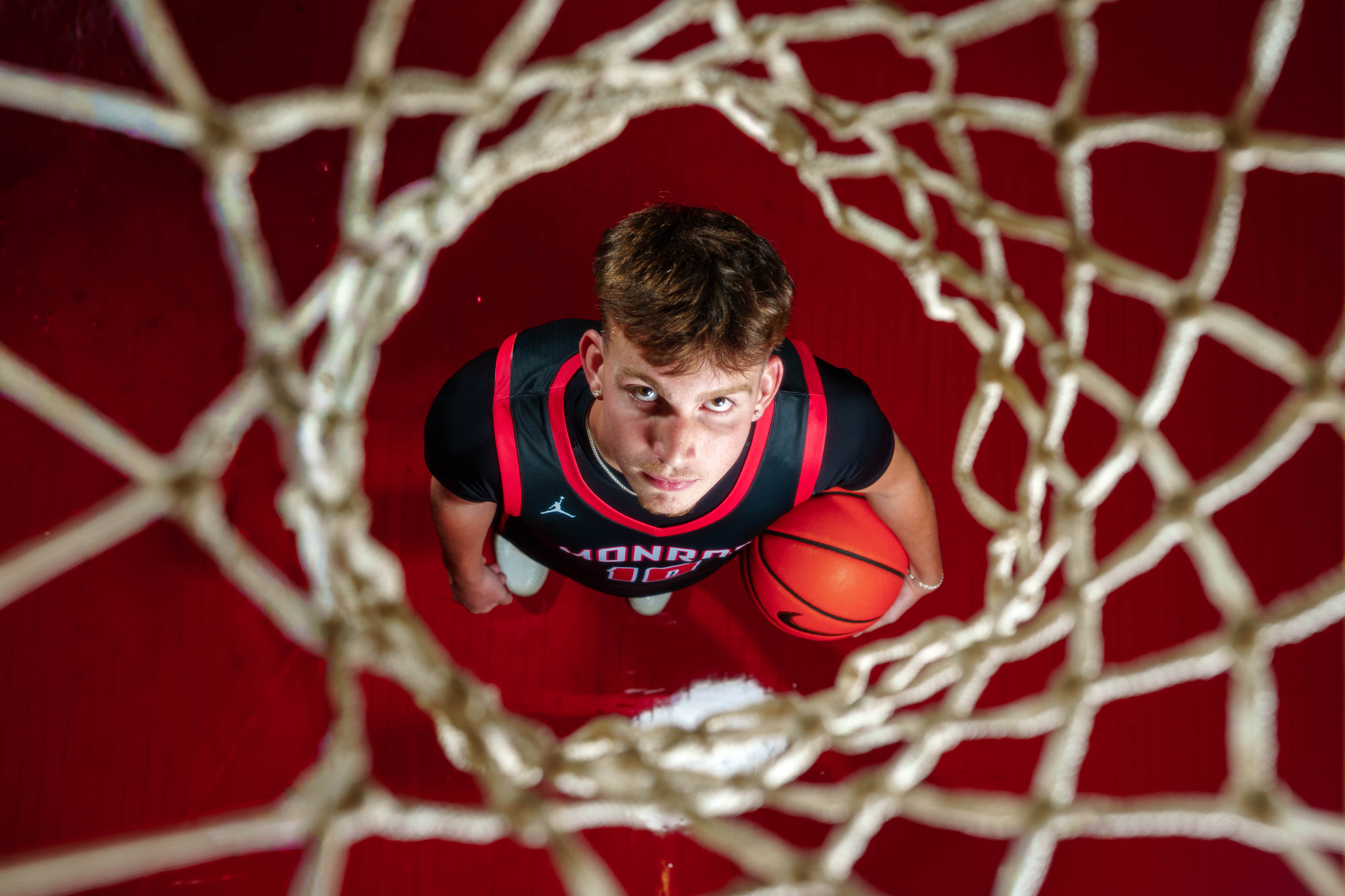 Click to View Larger Logan Taylor poses for senior photos in Monroe, Wisconsin on September 8th, 2025. Taylor will graduate in 2026. Photography by Ross Harried for Second Crop Creative.