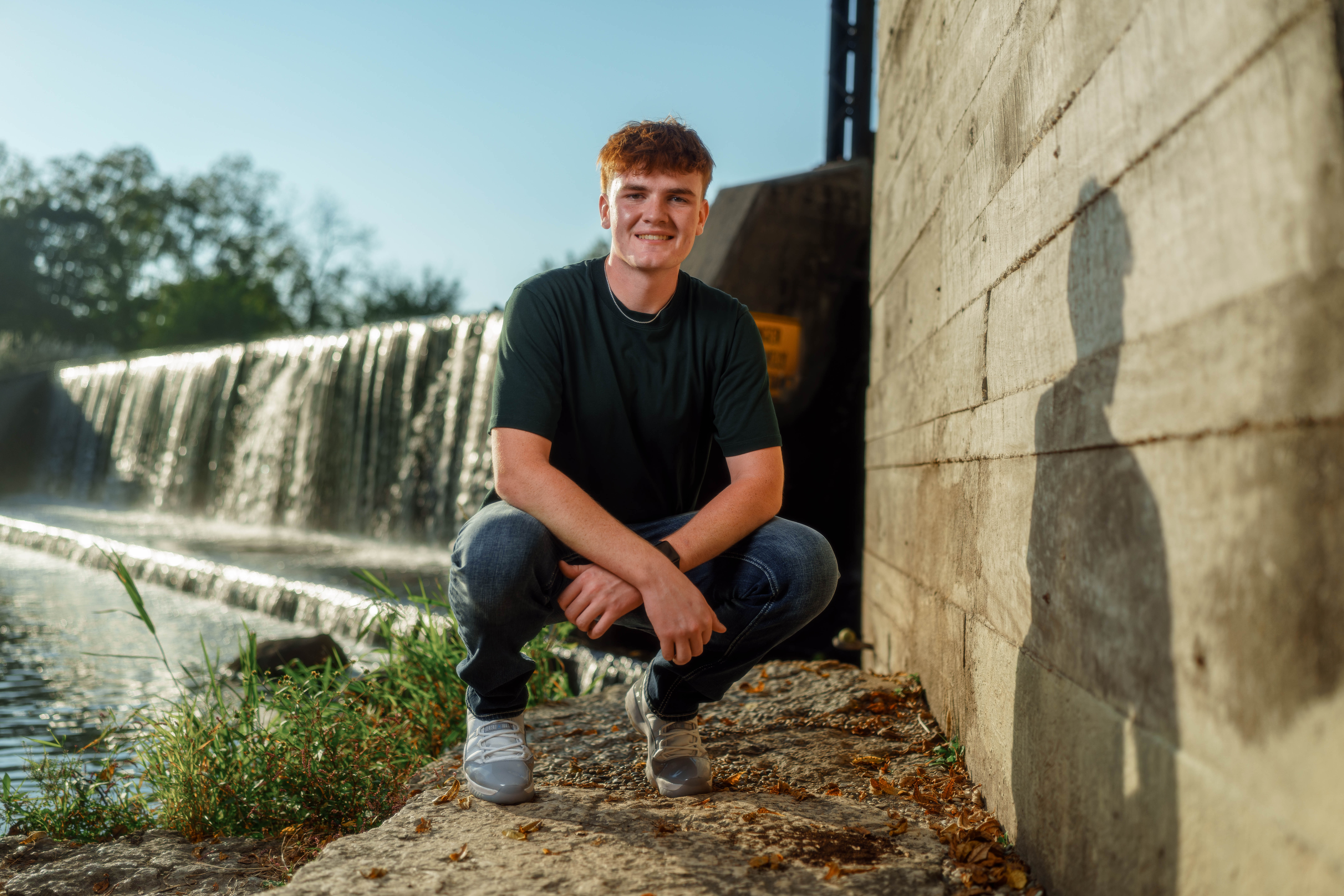 Lucas Keating poses for senior photos at Beckman Mill in Beloit, Wisconsin on September 14th, 2025. Keating will graduate from Brodhead in 2026. Photography by Ross Harried for Second Crop Creative.
