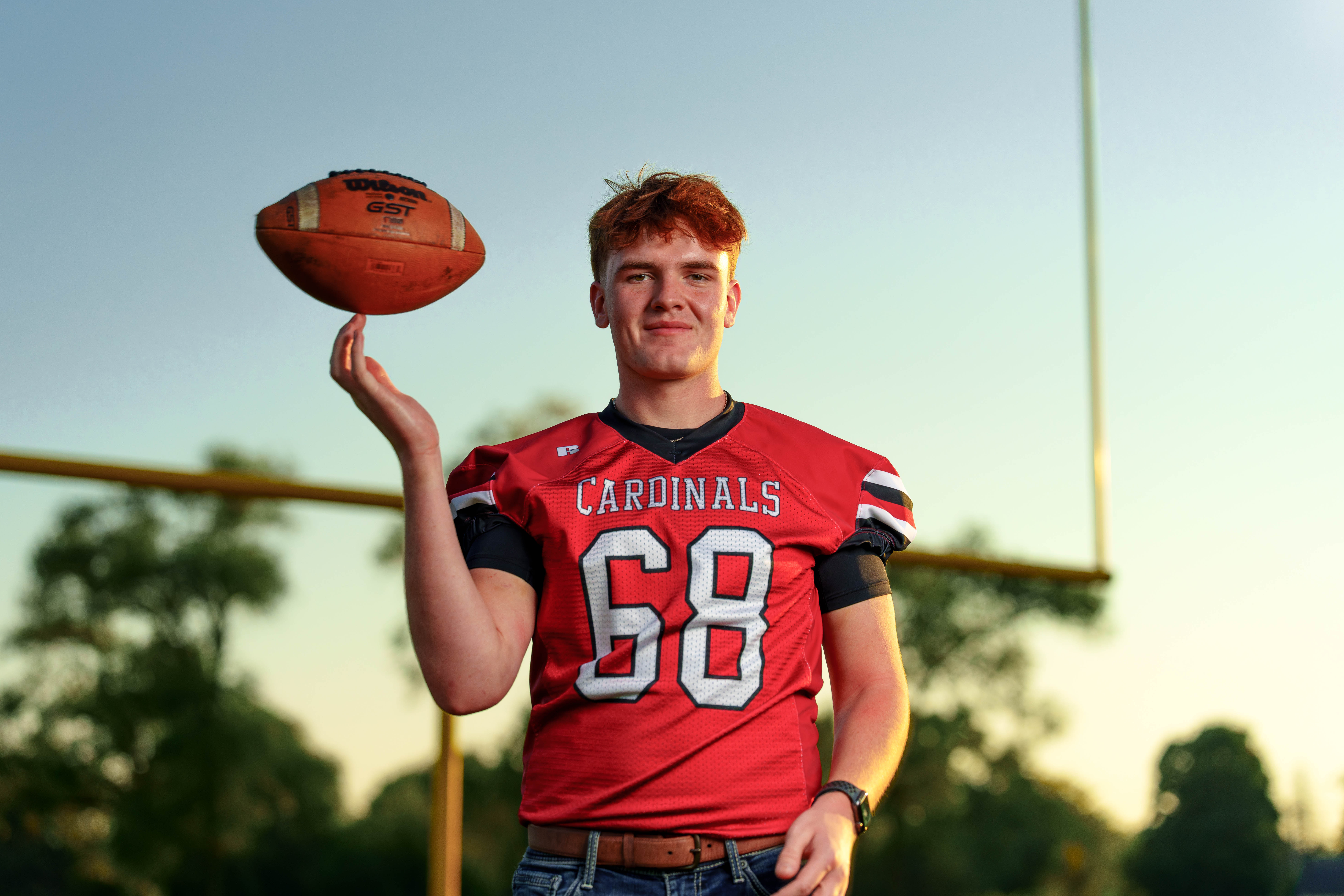 Lucas Keating poses for senior photos in Brodhead, Wisconsin on September 14th, 2025. Keating will graduate in 2026. Photography by Ross Harried for Second Crop Creative.