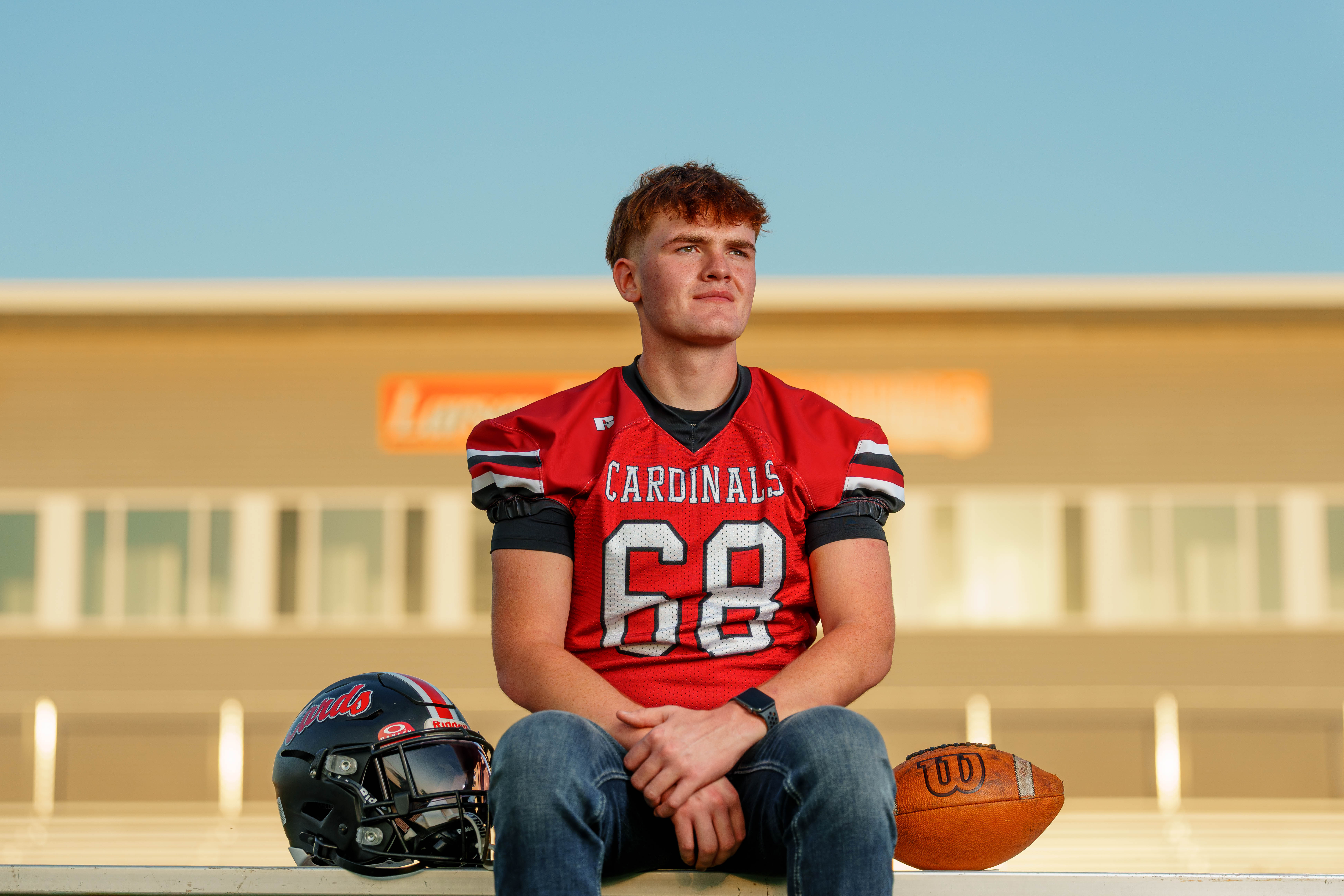 Lucas Keating poses for senior photos in Brodhead, Wisconsin on September 14th, 2025. Keating will graduate in 2026. Photography by Ross Harried for Second Crop Creative.