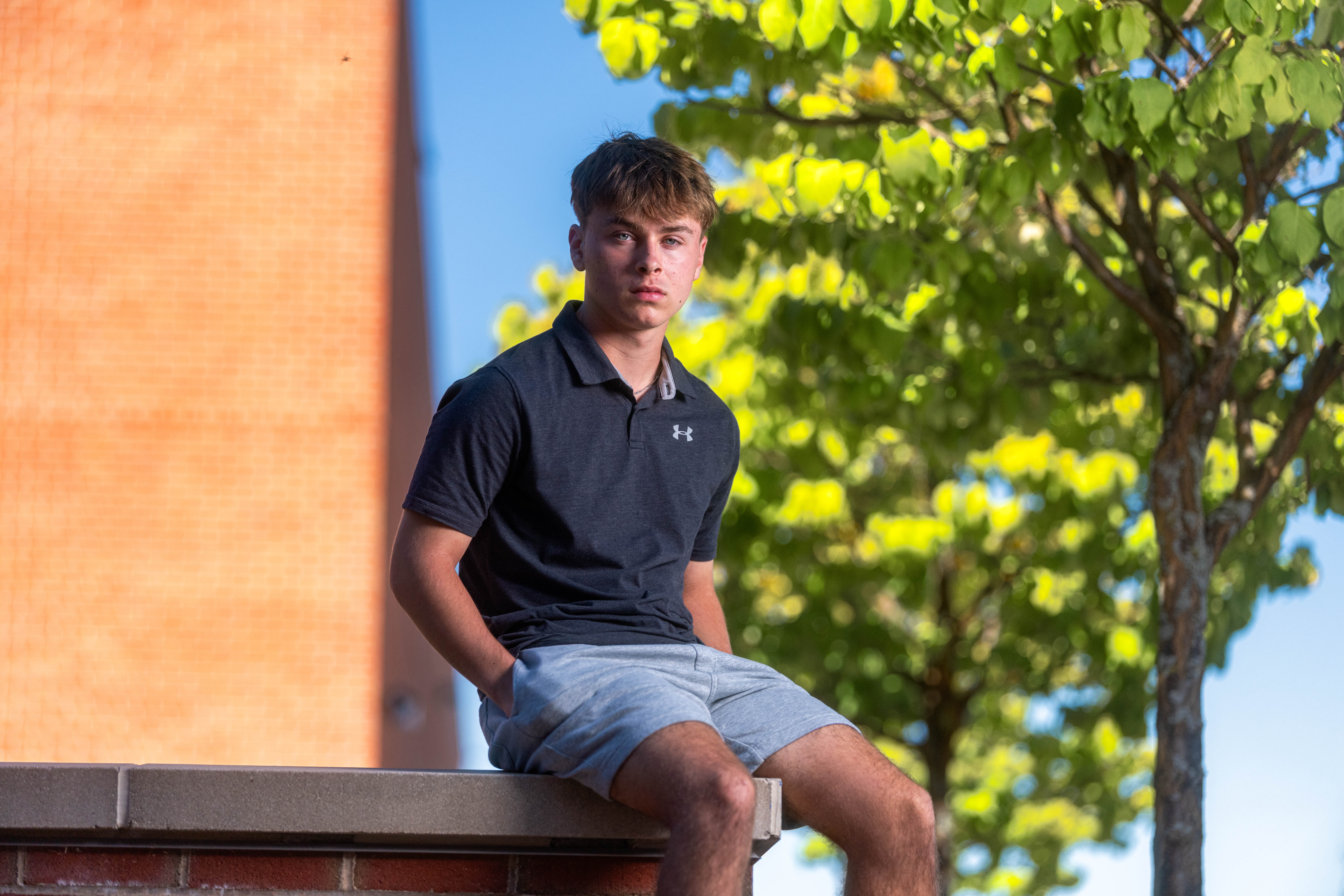 Preston Reed poses for senior photos in Mt. Horeb, Wisconsin on September 28th, 2025. Reed will graduate in 2026. Photography by Ross Harried for Second Crop Creative.