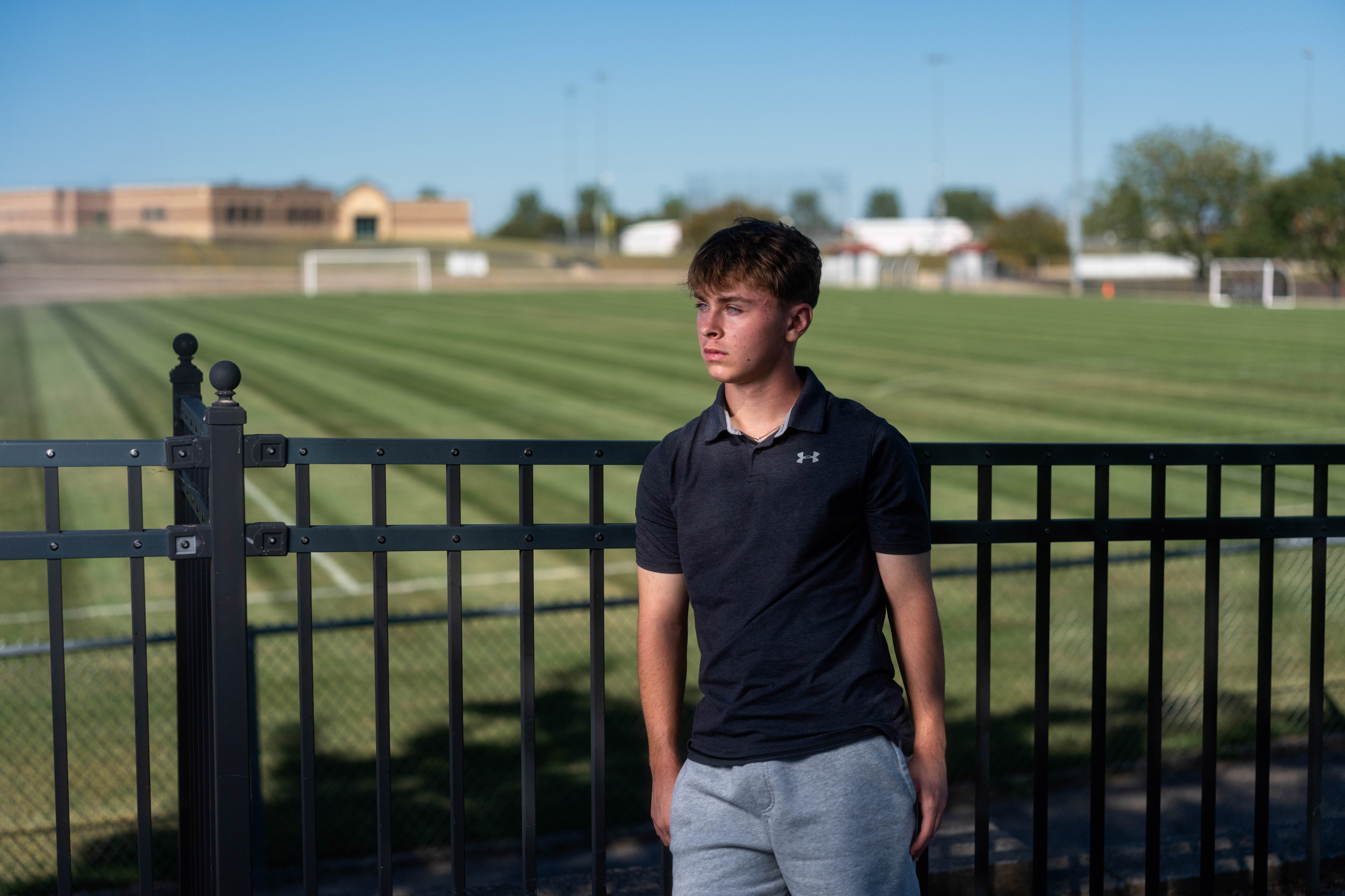 Preston Reed poses for senior photos in Mt. Horeb, Wisconsin on September 28th, 2025. Reed will graduate in 2026. Photography by Ross Harried for Second Crop Creative.