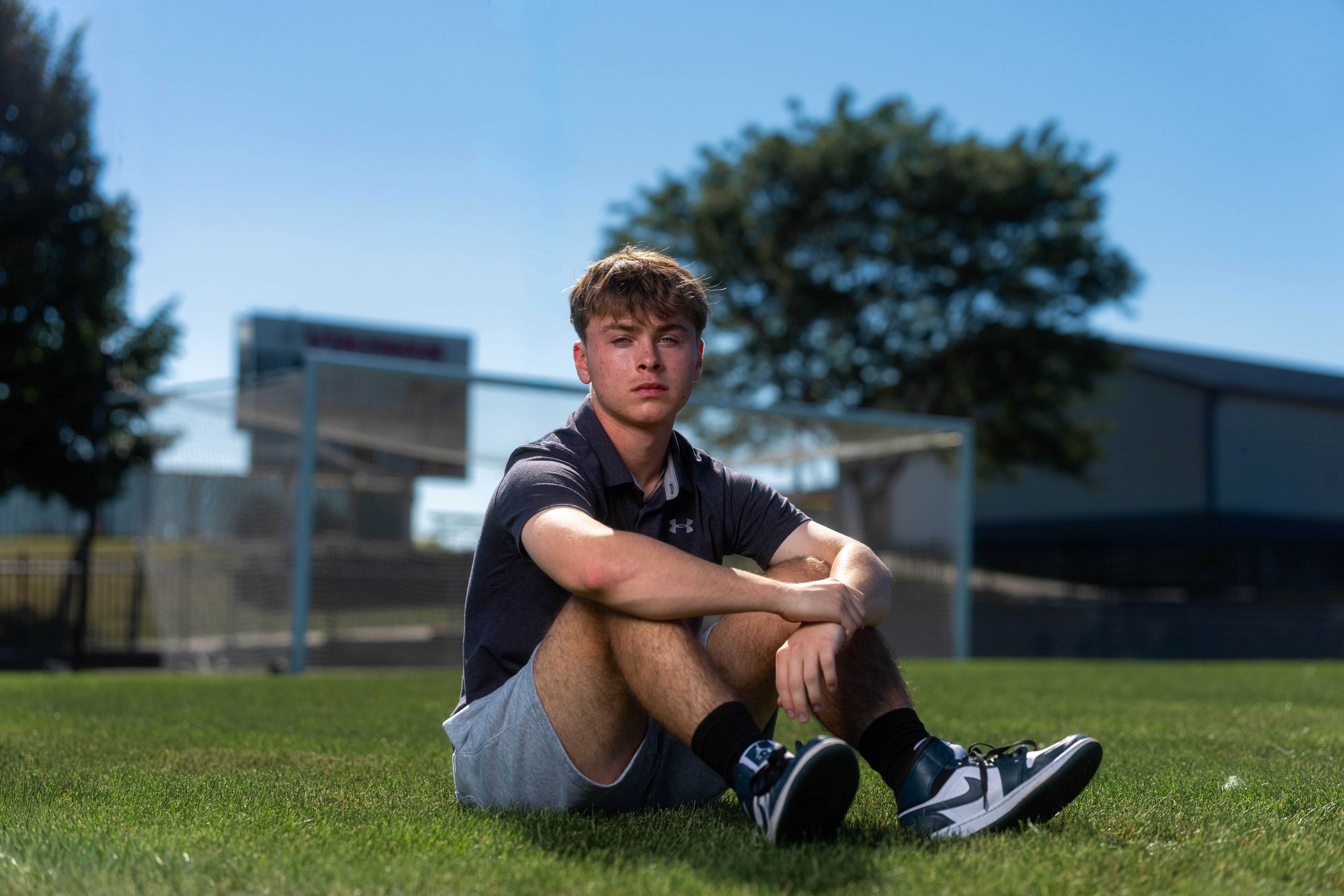 Preston Reed poses for senior photos in Mt. Horeb, Wisconsin on September 28th, 2025. Reed will graduate in 2026. Photography by Ross Harried for Second Crop Creative.
