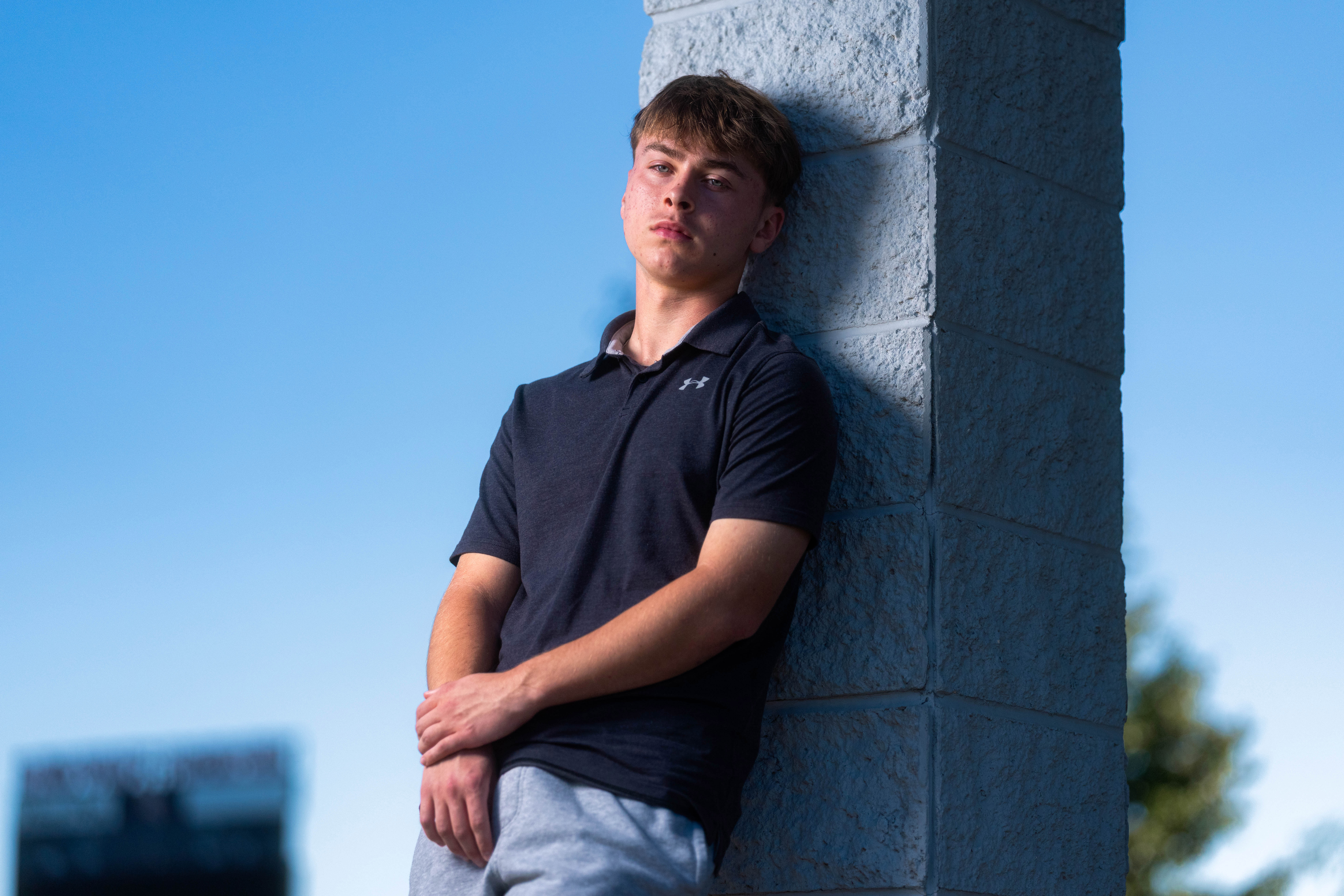 Preston Reed poses for senior photos in Mt. Horeb, Wisconsin on September 28th, 2025. Reed will graduate in 2026. Photography by Ross Harried for Second Crop Creative.