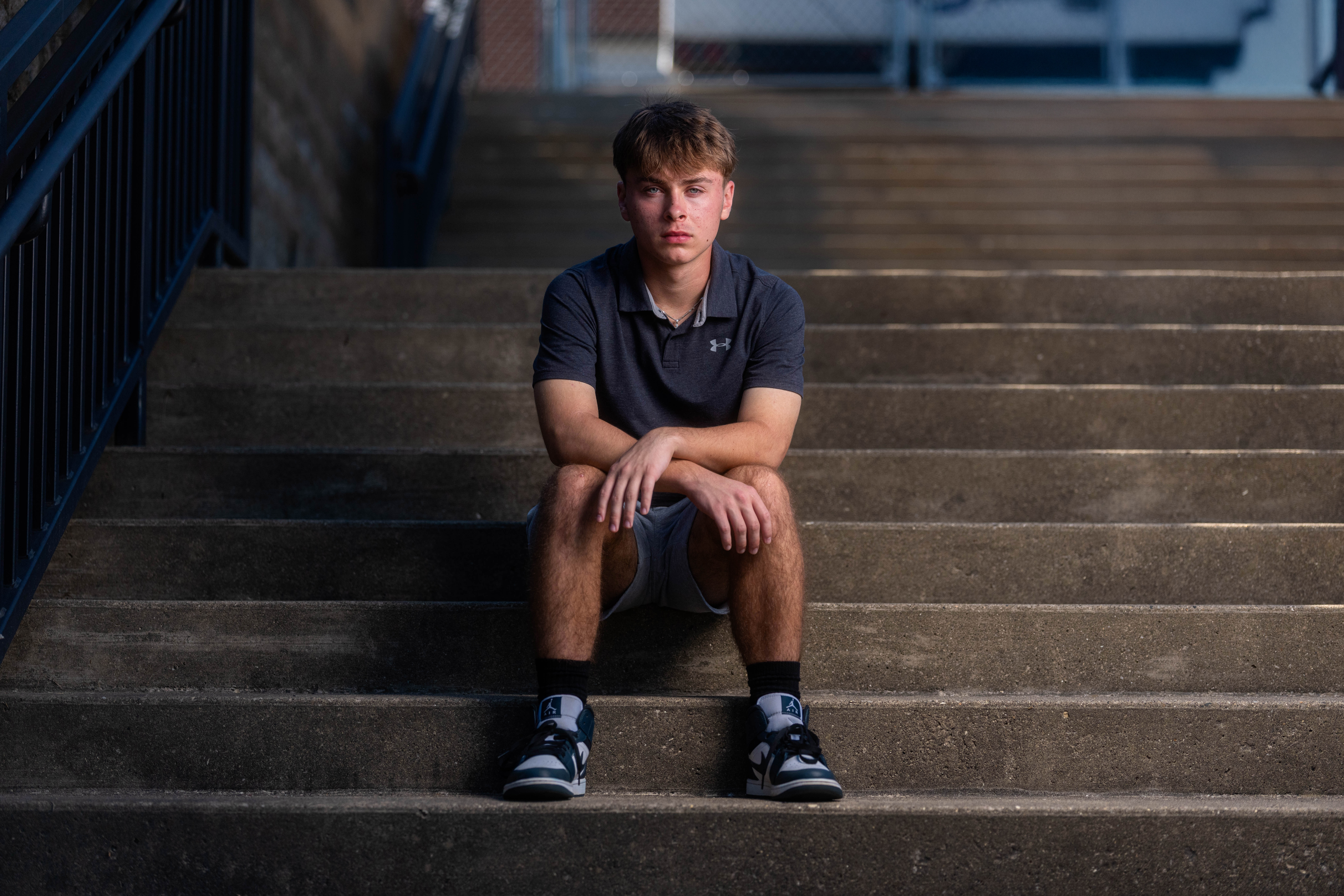 Preston Reed poses for senior photos in Mt. Horeb, Wisconsin on September 28th, 2025. Reed will graduate in 2026. Photography by Ross Harried for Second Crop Creative.