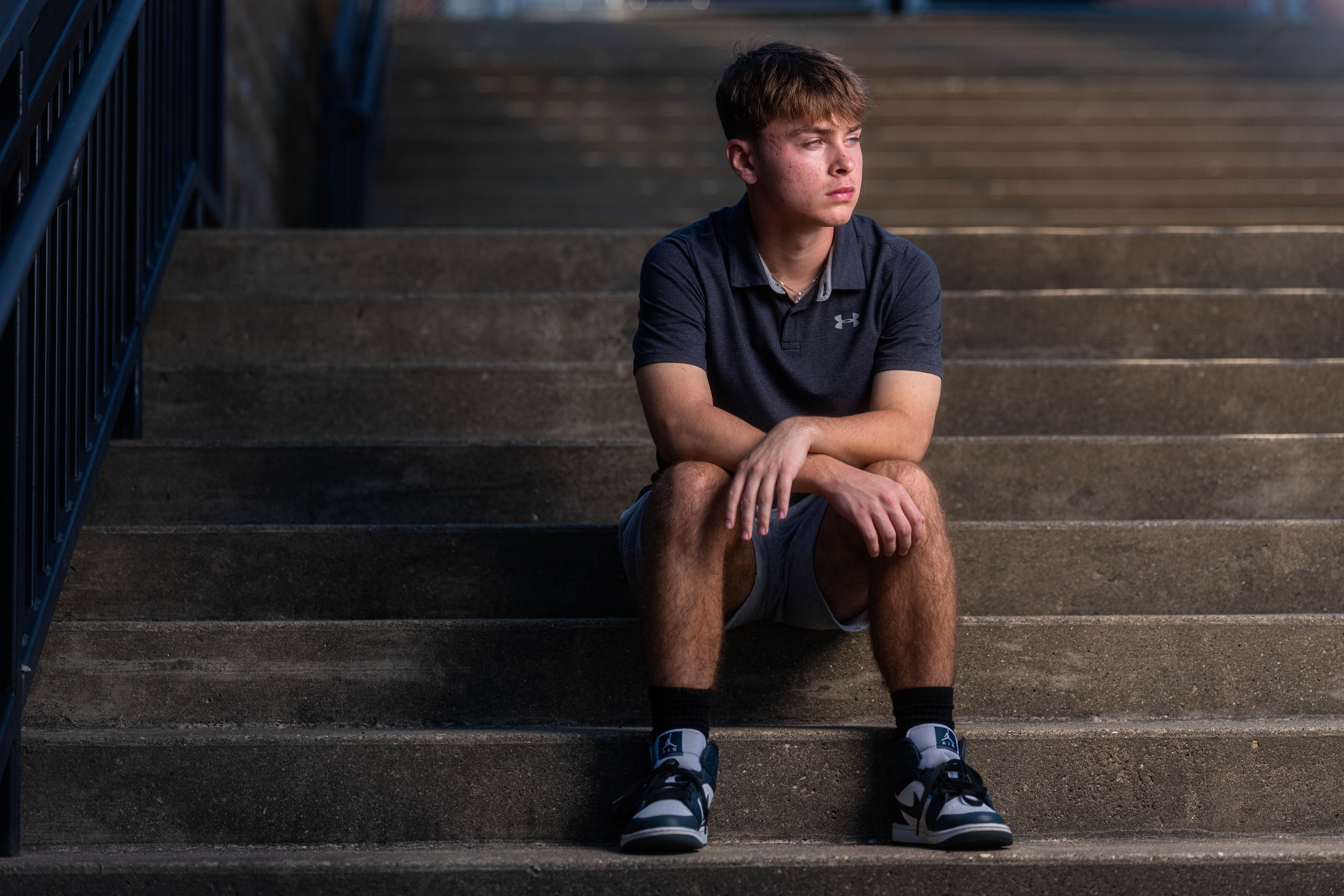 Preston Reed poses for senior photos in Mt. Horeb, Wisconsin on September 28th, 2025. Reed will graduate in 2026. Photography by Ross Harried for Second Crop Creative.