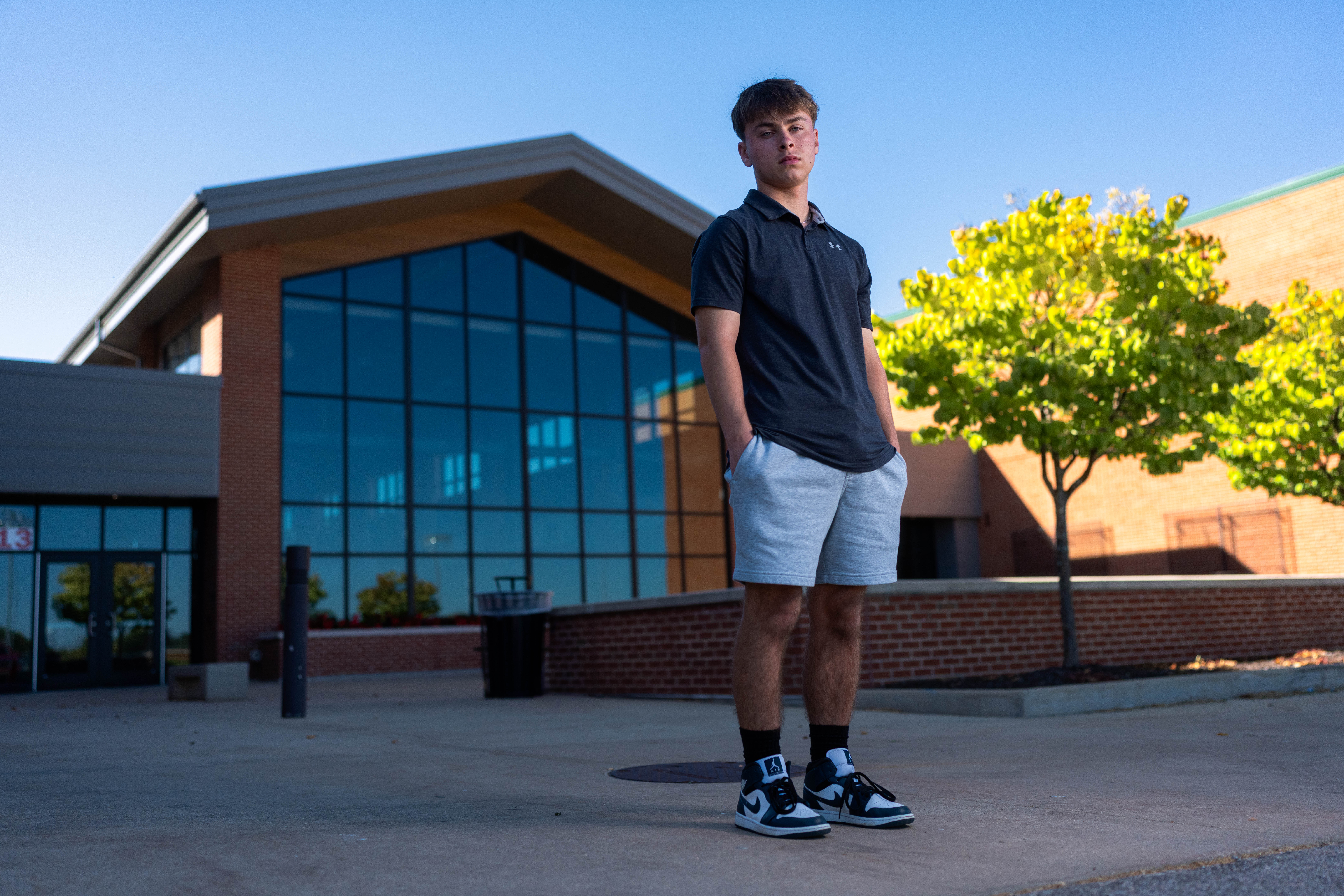 Preston Reed poses for senior photos in Mt. Horeb, Wisconsin on September 28th, 2025. Reed will graduate in 2026. Photography by Ross Harried for Second Crop Creative.