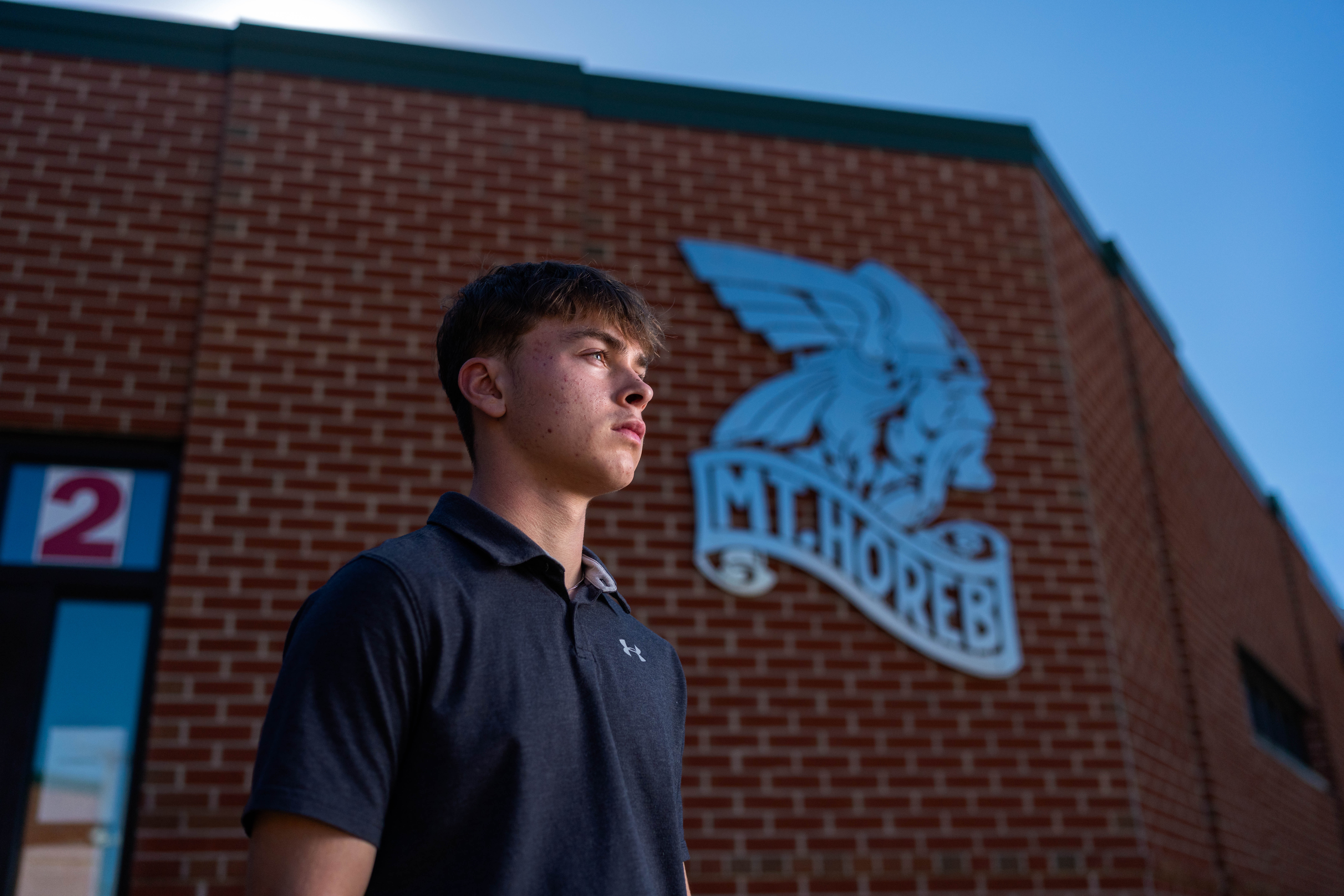 Preston Reed poses for senior photos in Mt. Horeb, Wisconsin on September 28th, 2025. Reed will graduate in 2026. Photography by Ross Harried for Second Crop Creative.