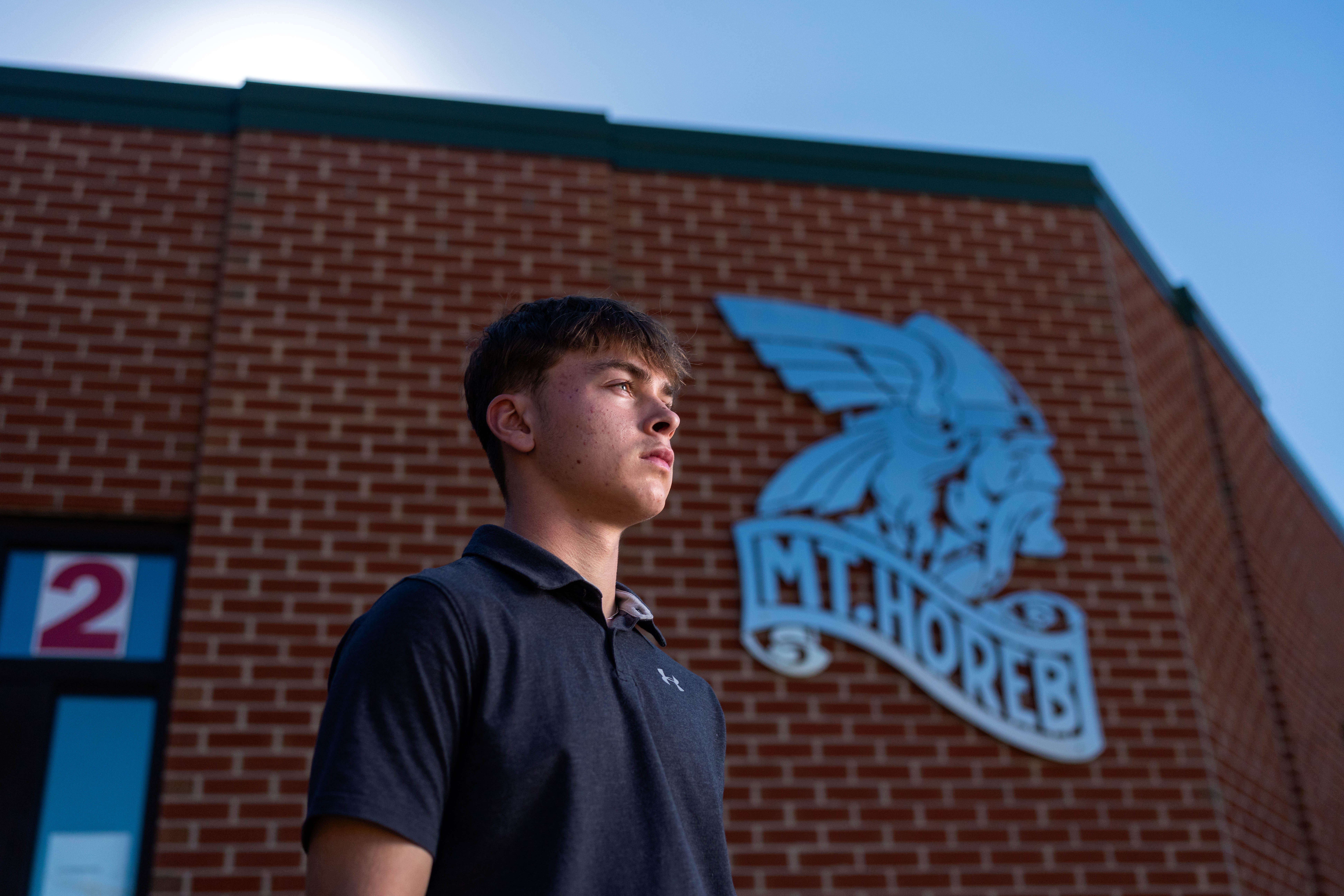 Preston Reed poses for senior photos in Mt. Horeb, Wisconsin on September 28th, 2025. Reed will graduate in 2026. Photography by Ross Harried for Second Crop Creative.