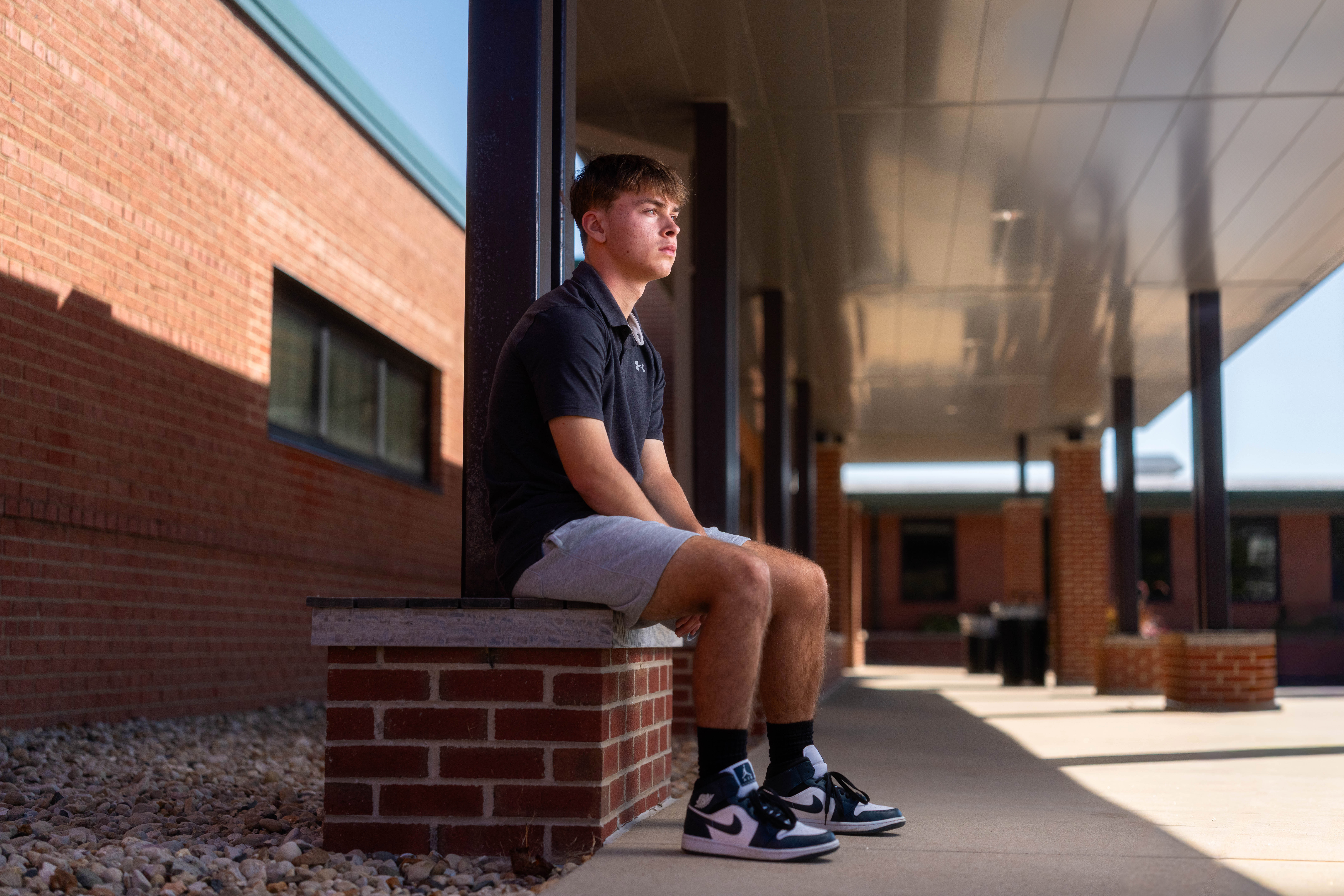 Preston Reed poses for senior photos in Mt. Horeb, Wisconsin on September 28th, 2025. Reed will graduate in 2026. Photography by Ross Harried for Second Crop Creative.