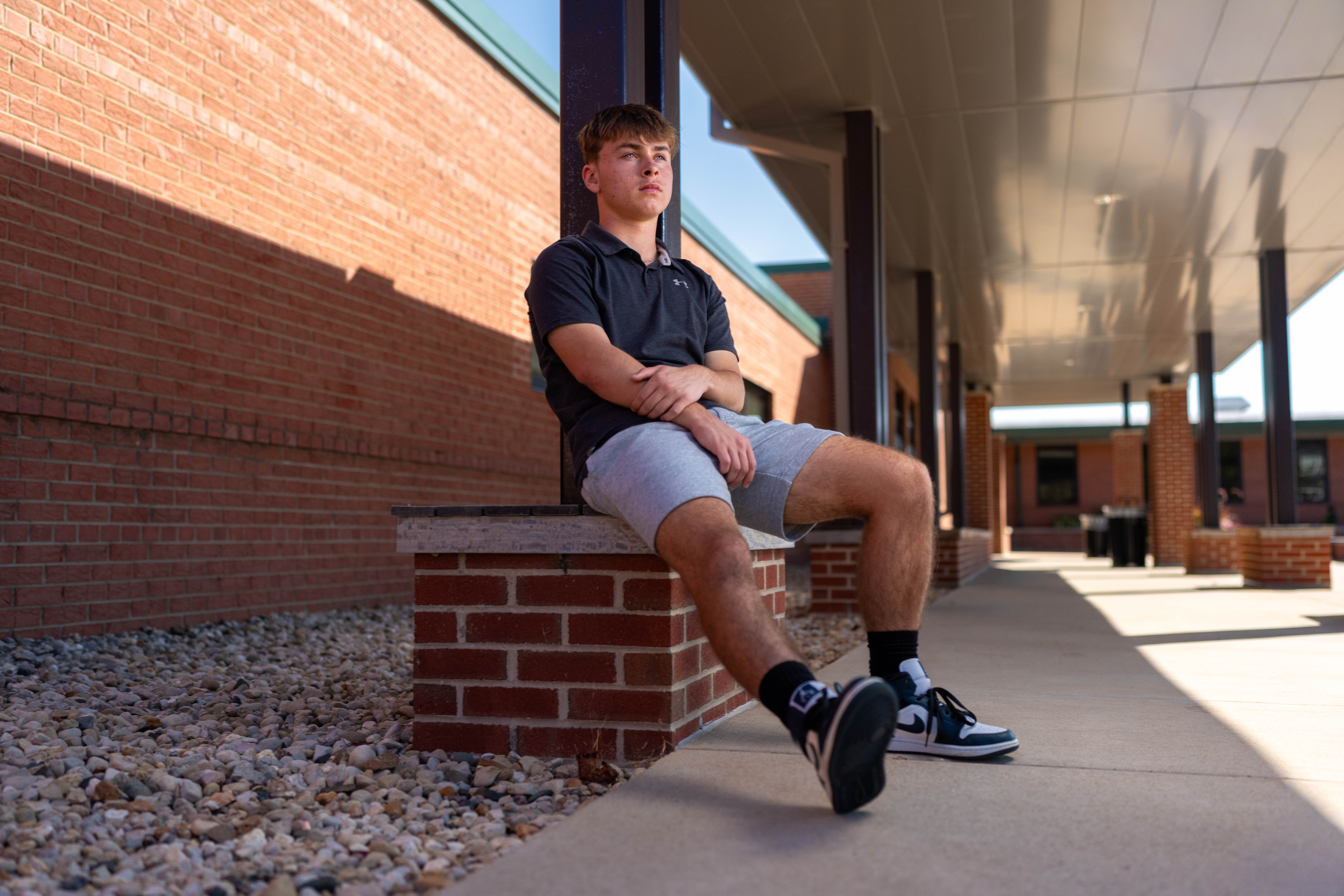 Preston Reed poses for senior photos in Mt. Horeb, Wisconsin on September 28th, 2025. Reed will graduate in 2026. Photography by Ross Harried for Second Crop Creative.