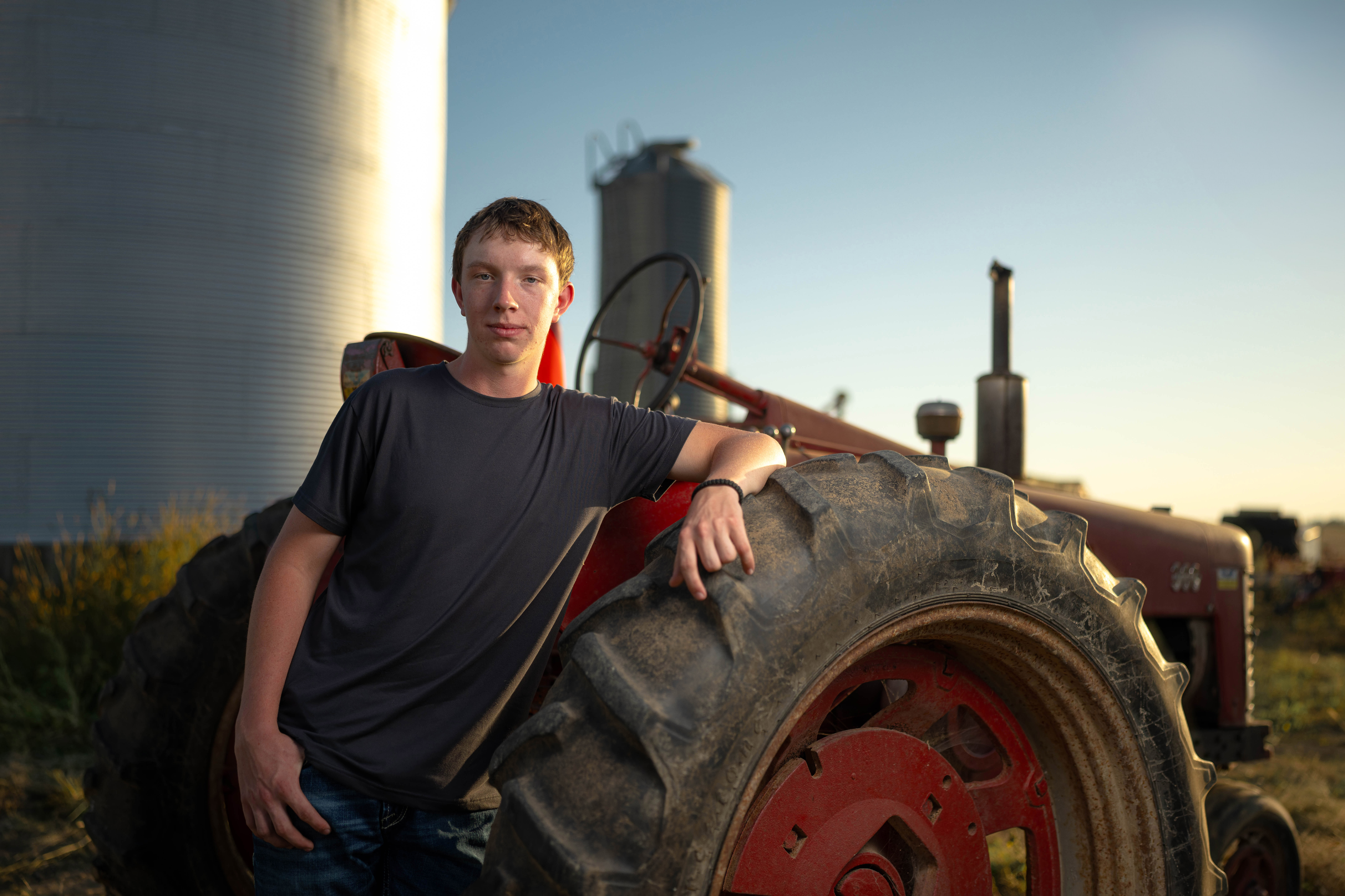 Coldan Altmann poses for senior photos in Monroe, Wisconsin on September 29th, 2025. Altmann will graduate in 2026. Photography by Ross Harried for Second Crop Creative.