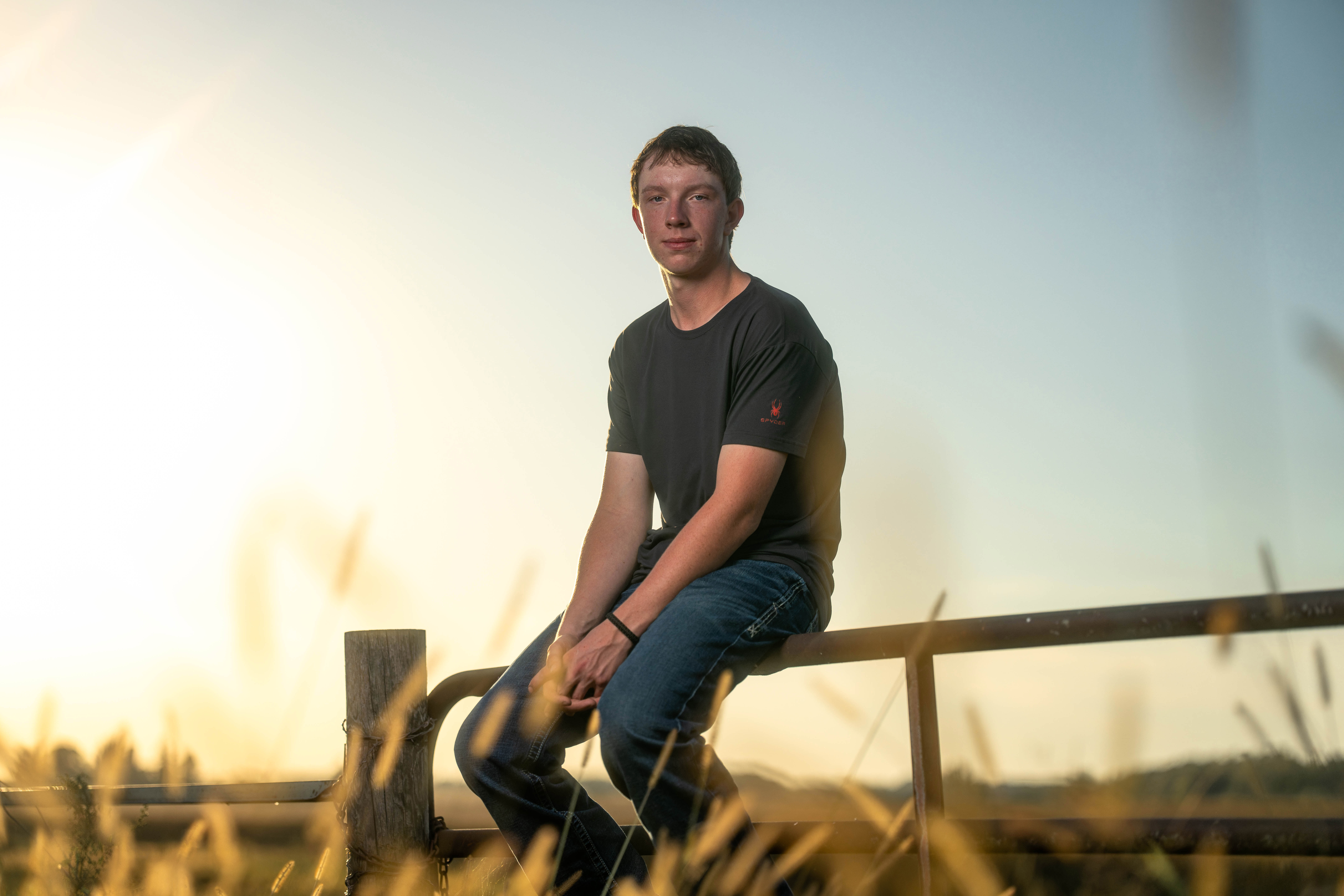 Coldan Altmann poses for senior photos in Monroe, Wisconsin on September 29th, 2025. Altmann will graduate in 2026. Photography by Ross Harried for Second Crop Creative.