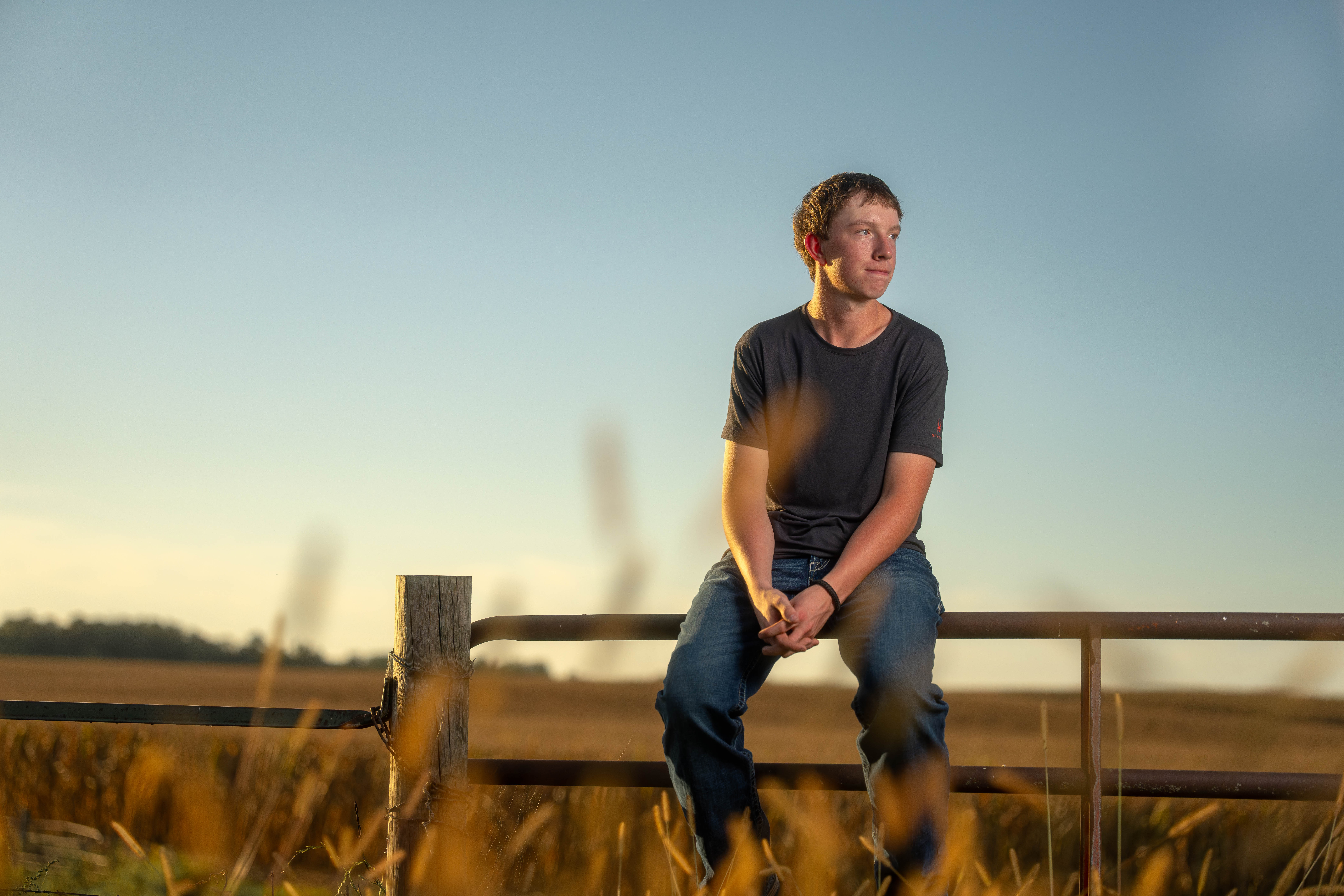 Coldan Altmann poses for senior photos in Monroe, Wisconsin on September 29th, 2025. Altmann will graduate in 2026. Photography by Ross Harried for Second Crop Creative.