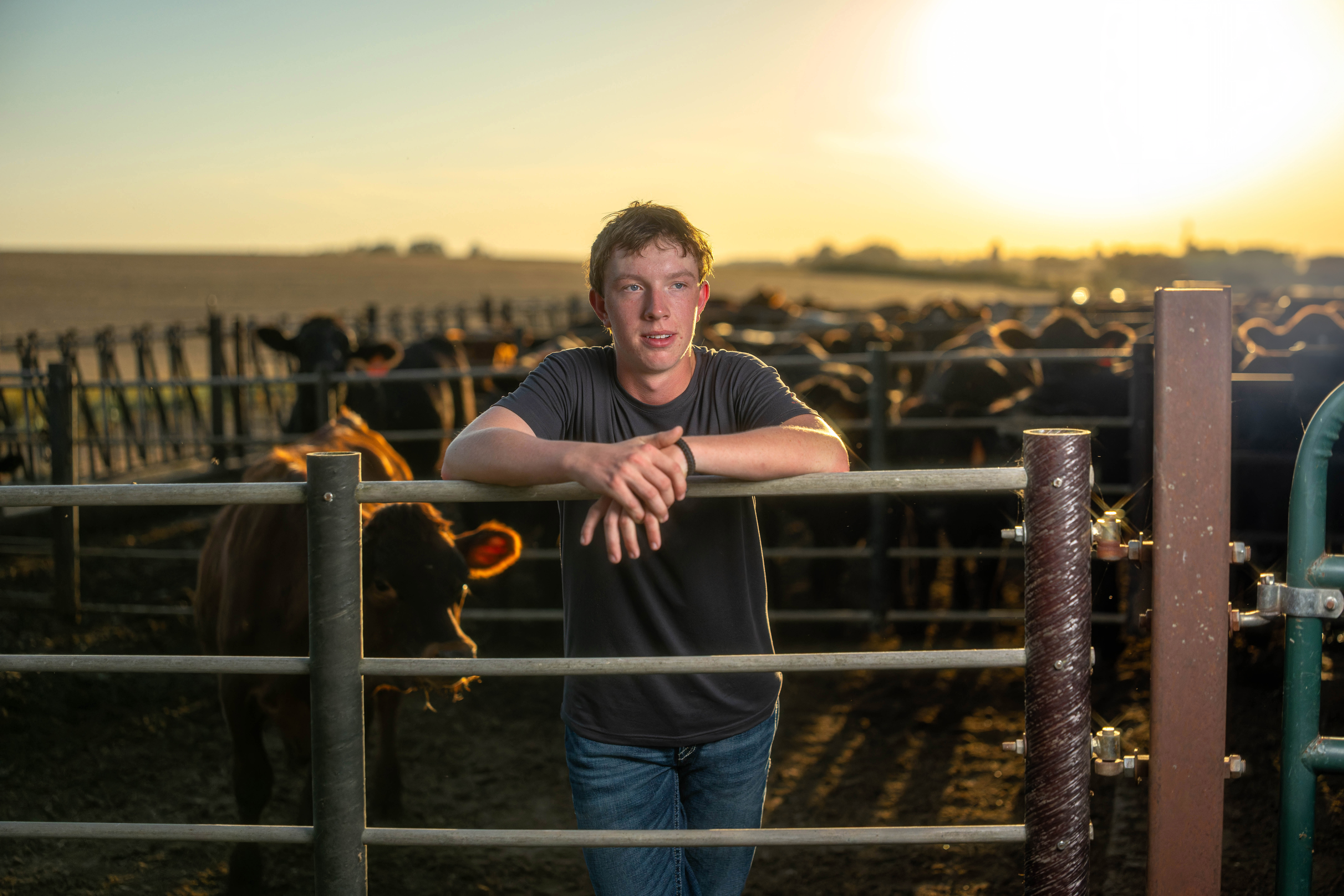 Coldan Altmann poses for senior photos in Monroe, Wisconsin on September 29th, 2025. Altmann will graduate in 2026. Photography by Ross Harried for Second Crop Creative.