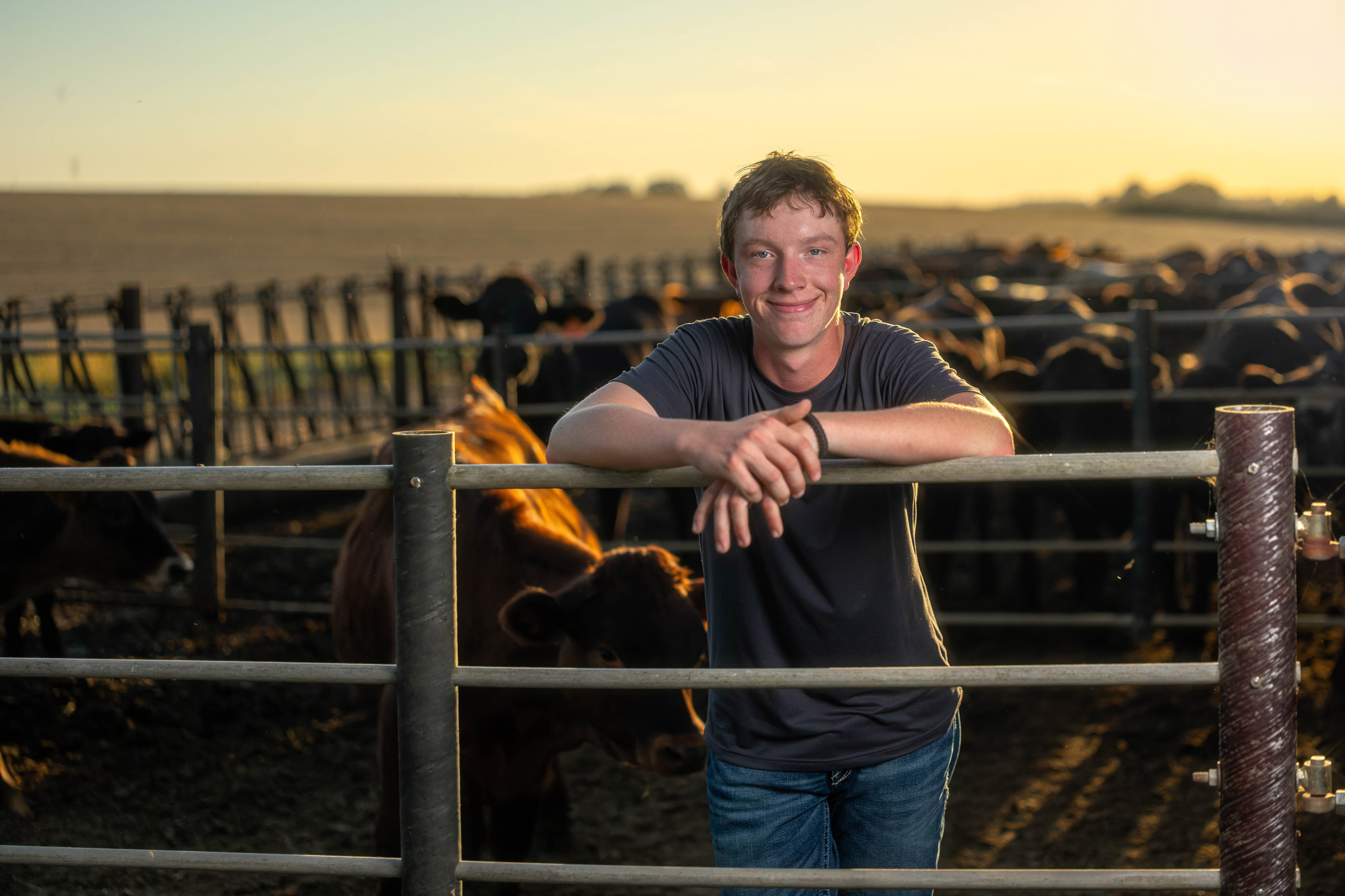 Coldan Altmann poses for senior photos in Monroe, Wisconsin on September 29th, 2025. Altmann will graduate in 2026. Photography by Ross Harried for Second Crop Creative.