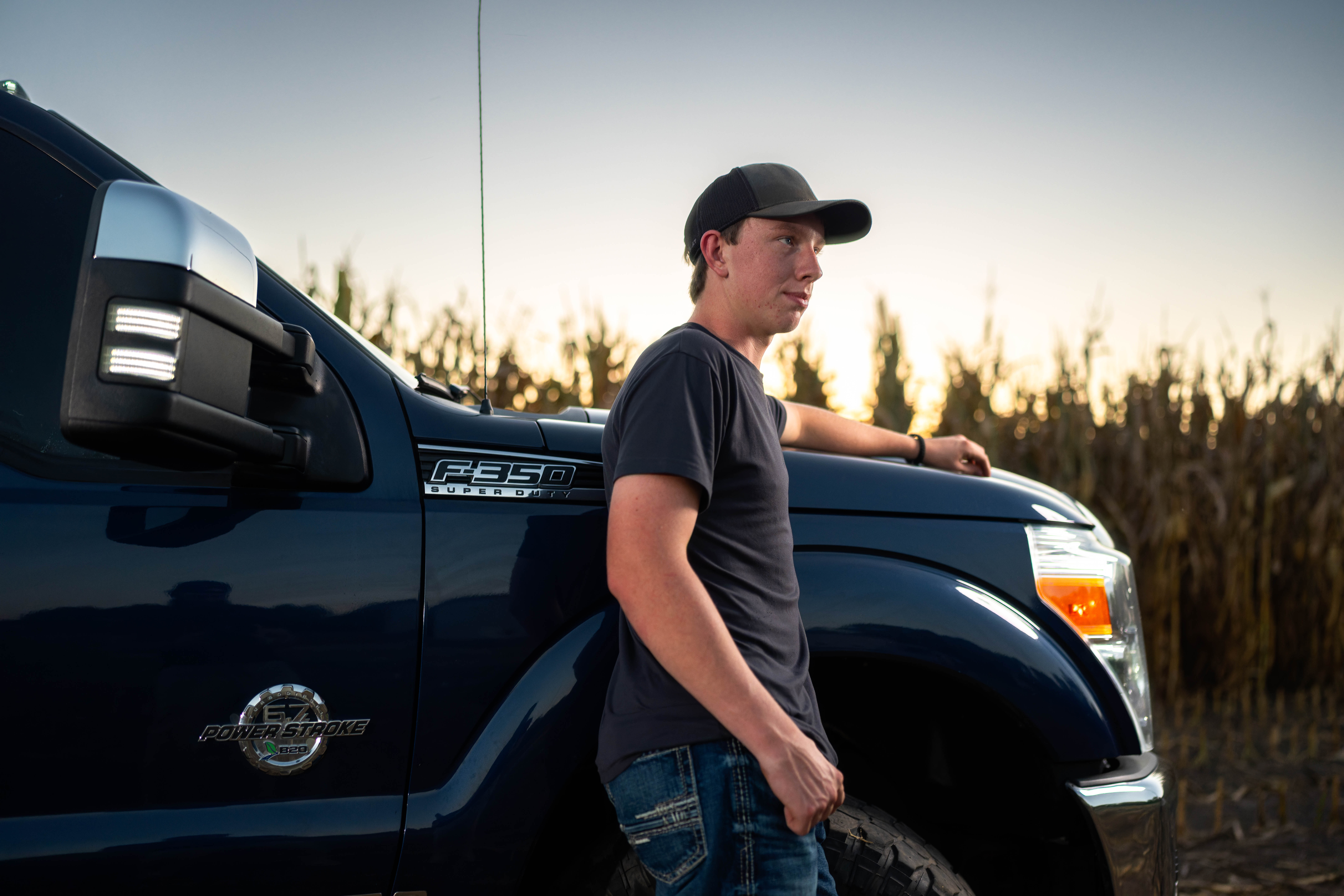 Coldan Altmann poses for senior photos in Monroe, Wisconsin on September 29th, 2025. Altmann will graduate in 2026. Photography by Ross Harried for Second Crop Creative.