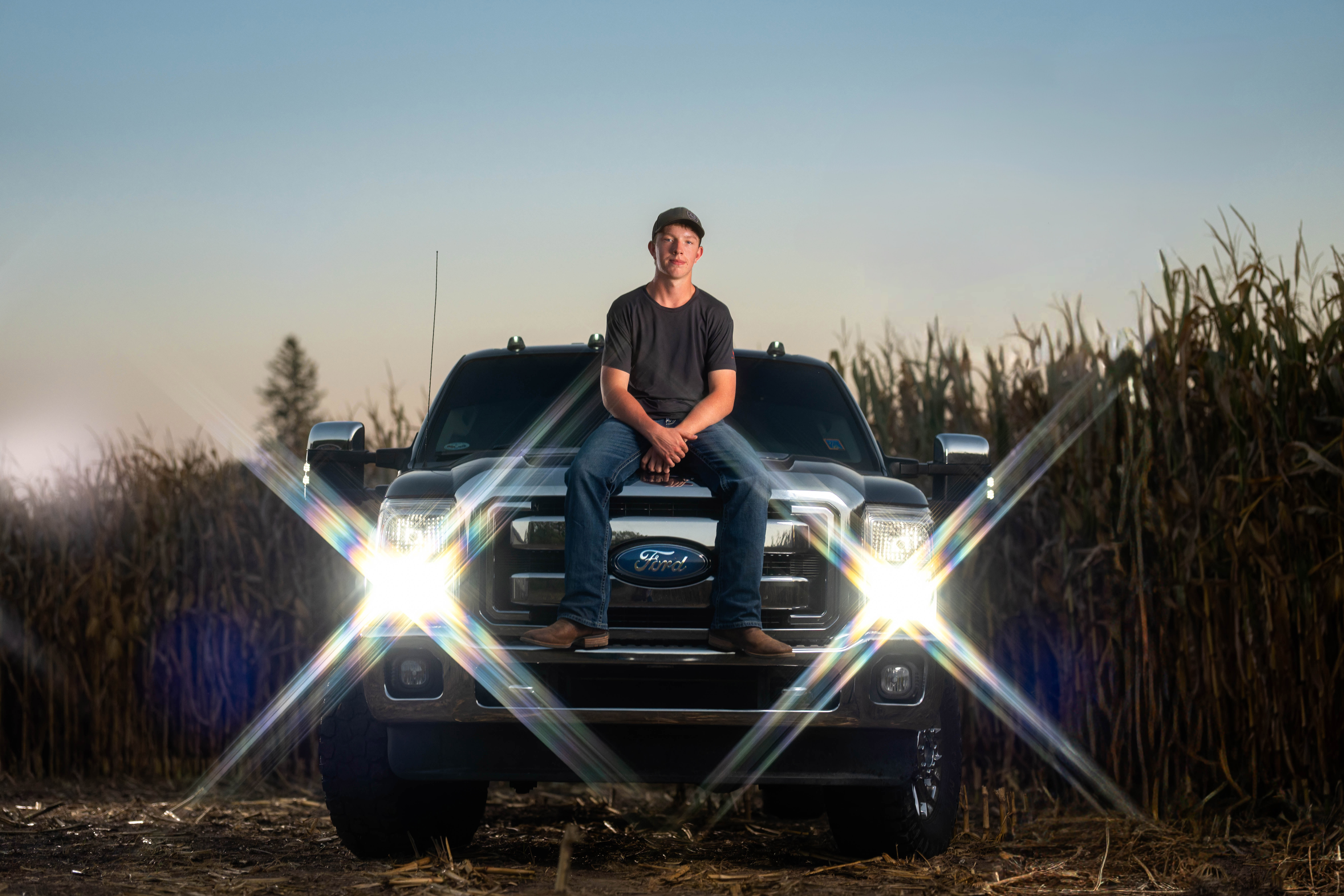 Coldan Altmann poses for senior photos in Monroe, Wisconsin on September 29th, 2025. Altmann will graduate in 2026. Photography by Ross Harried for Second Crop Creative.