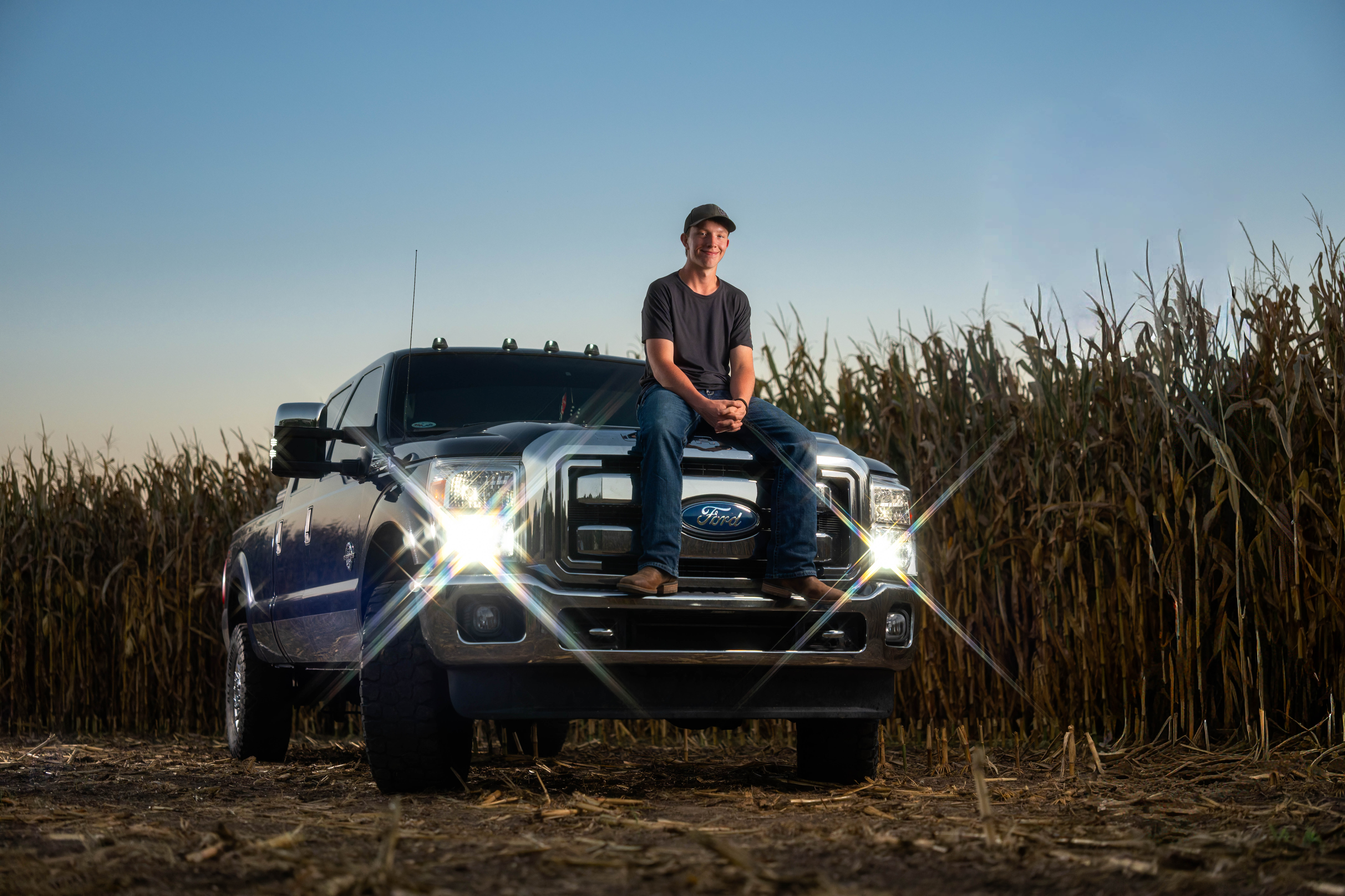 Coldan Altmann poses for senior photos in Monroe, Wisconsin on September 29th, 2025. Altmann will graduate in 2026. Photography by Ross Harried for Second Crop Creative.