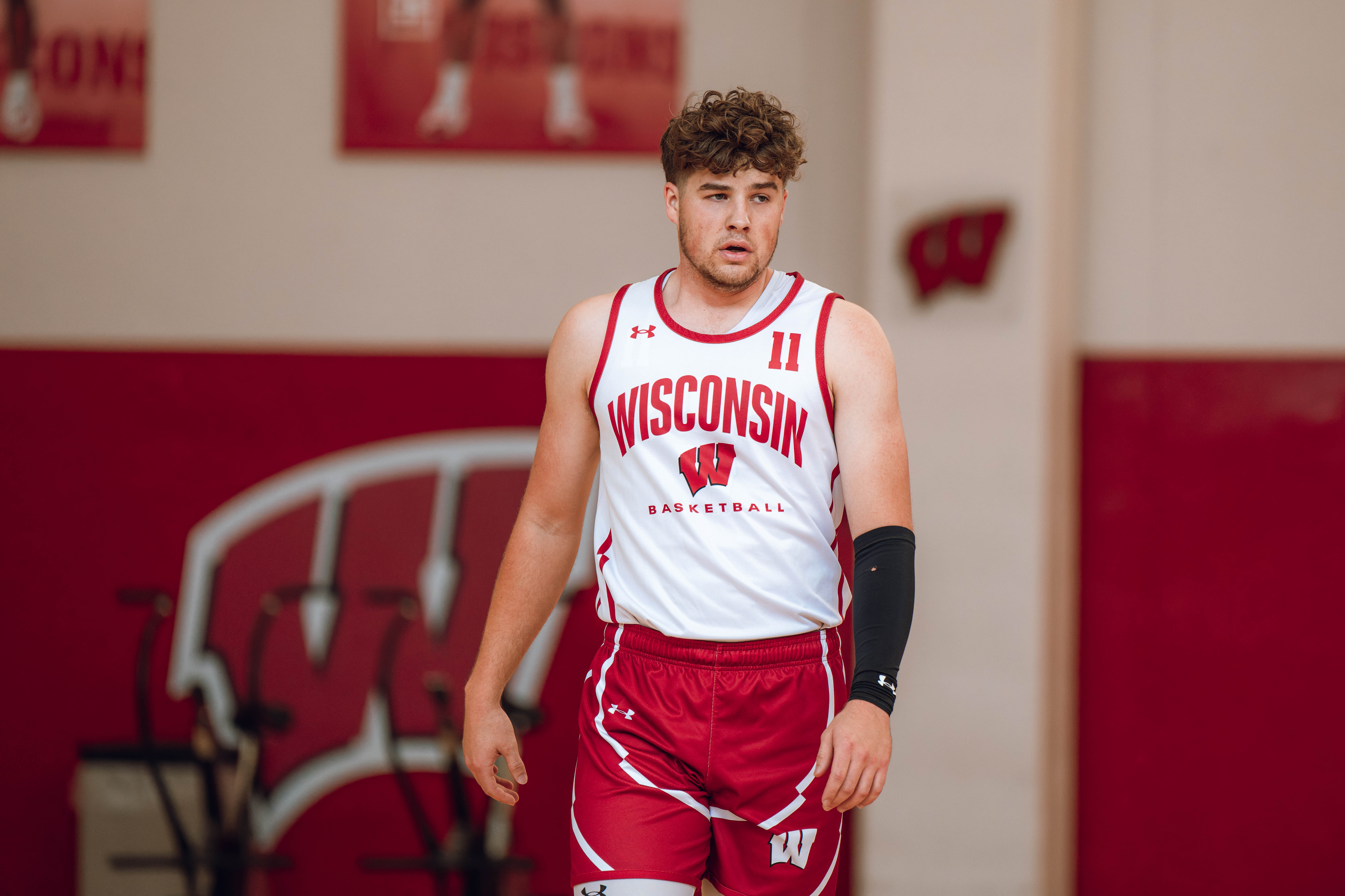 Wisconsin Badgers guard Max Klesmit #11 during local media day at the Nicholas Johnson Pavilion on October 7, 2024 in Madison, WI. Photography by Ross Harried for Second Crop Sports.