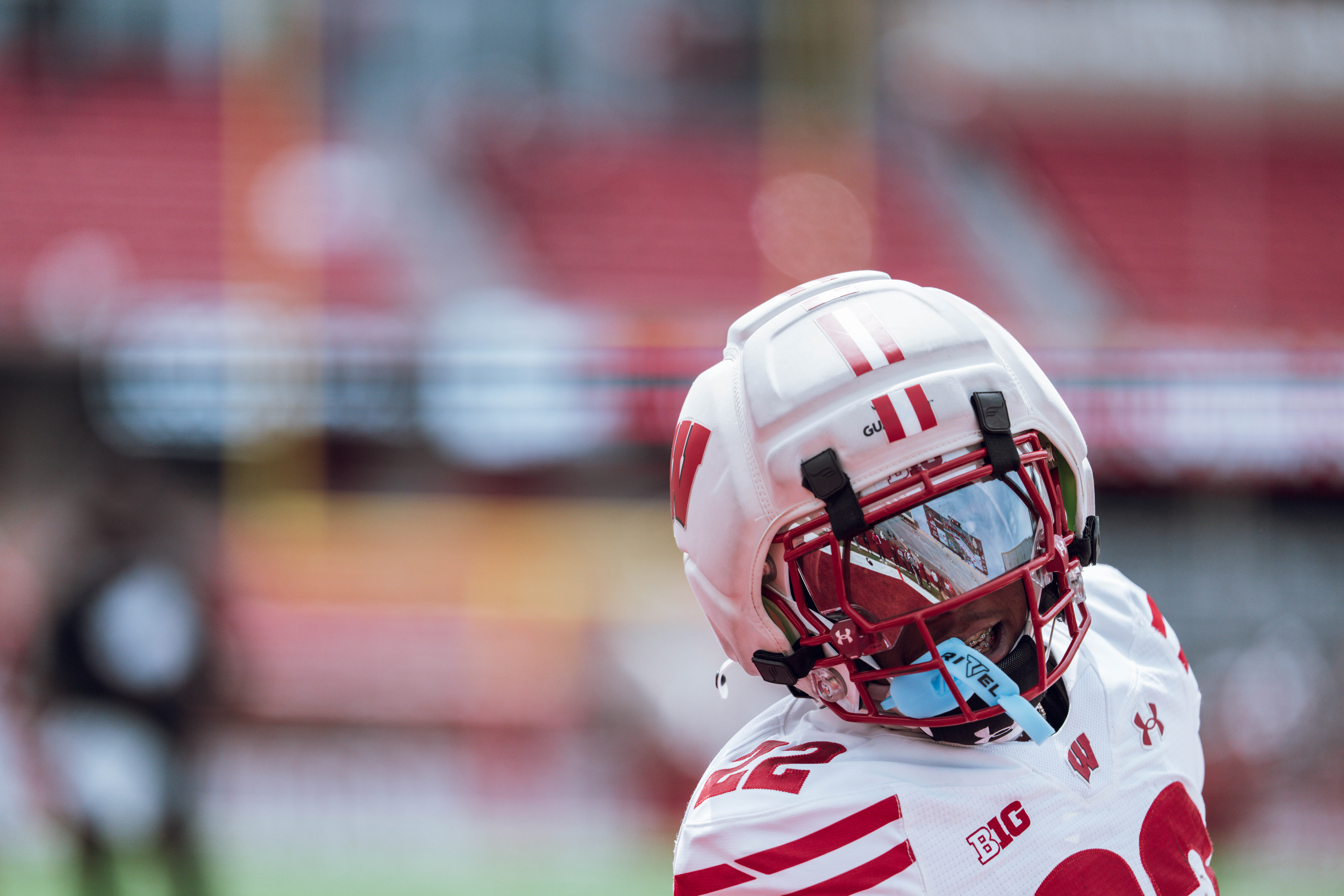 Wisconsin Badgers wide receiver Kyan Berry-Johnson #22 runs a route during the Wisconsin Football Spring Showcase at Camp Randall Stadium on April 19, 2025 in Madison, Wisconsin. Photography by Ross Harried for Second Crop Sports.