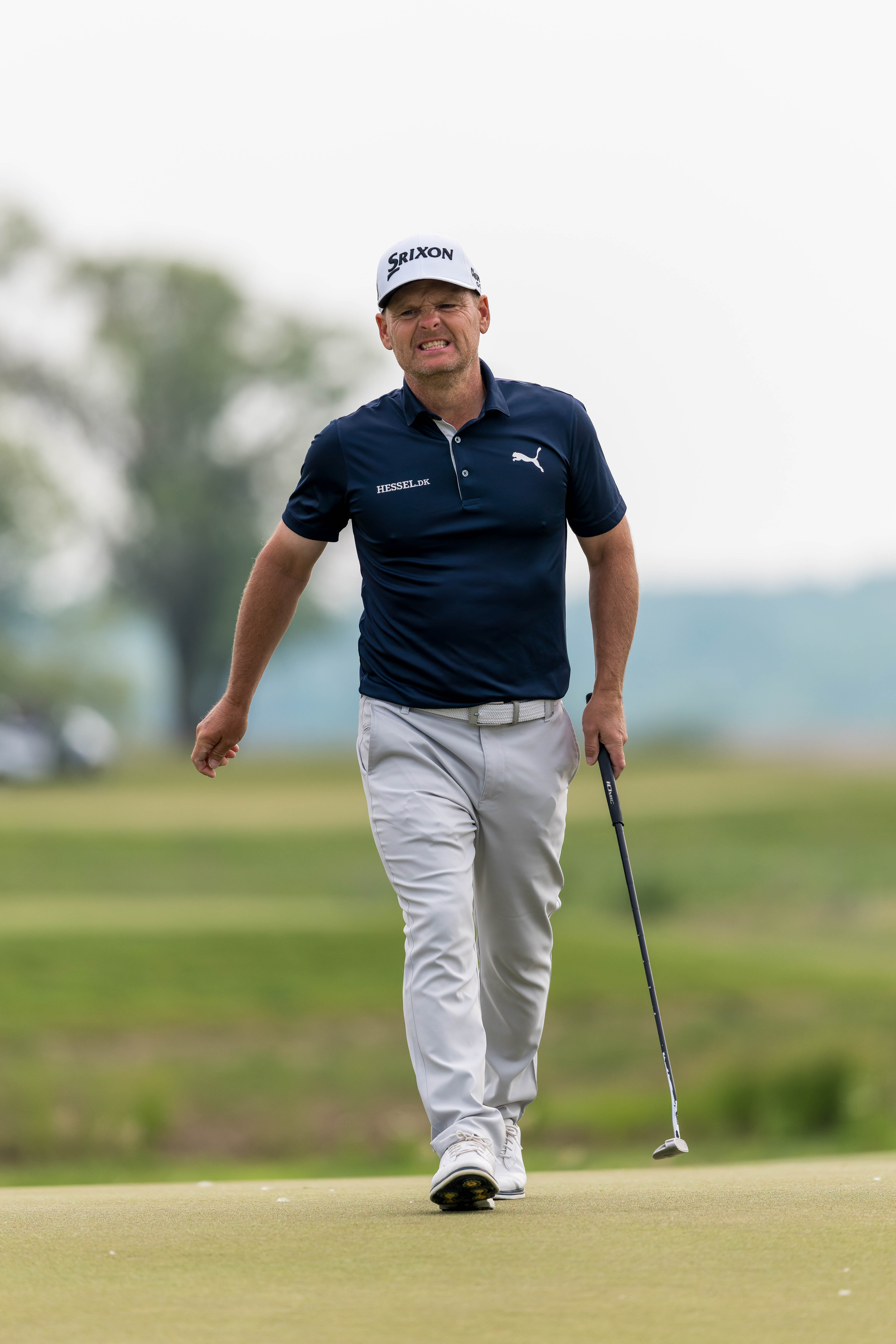 Søren Kjeldsen reacts after a missed putt on hole 1 during round 1 of The American Family Insurance Championship at TPC Wisconsin in Madison, Wisconsin on June 6th, 2025. Photography by Ross Harried for Second Crop Sports.