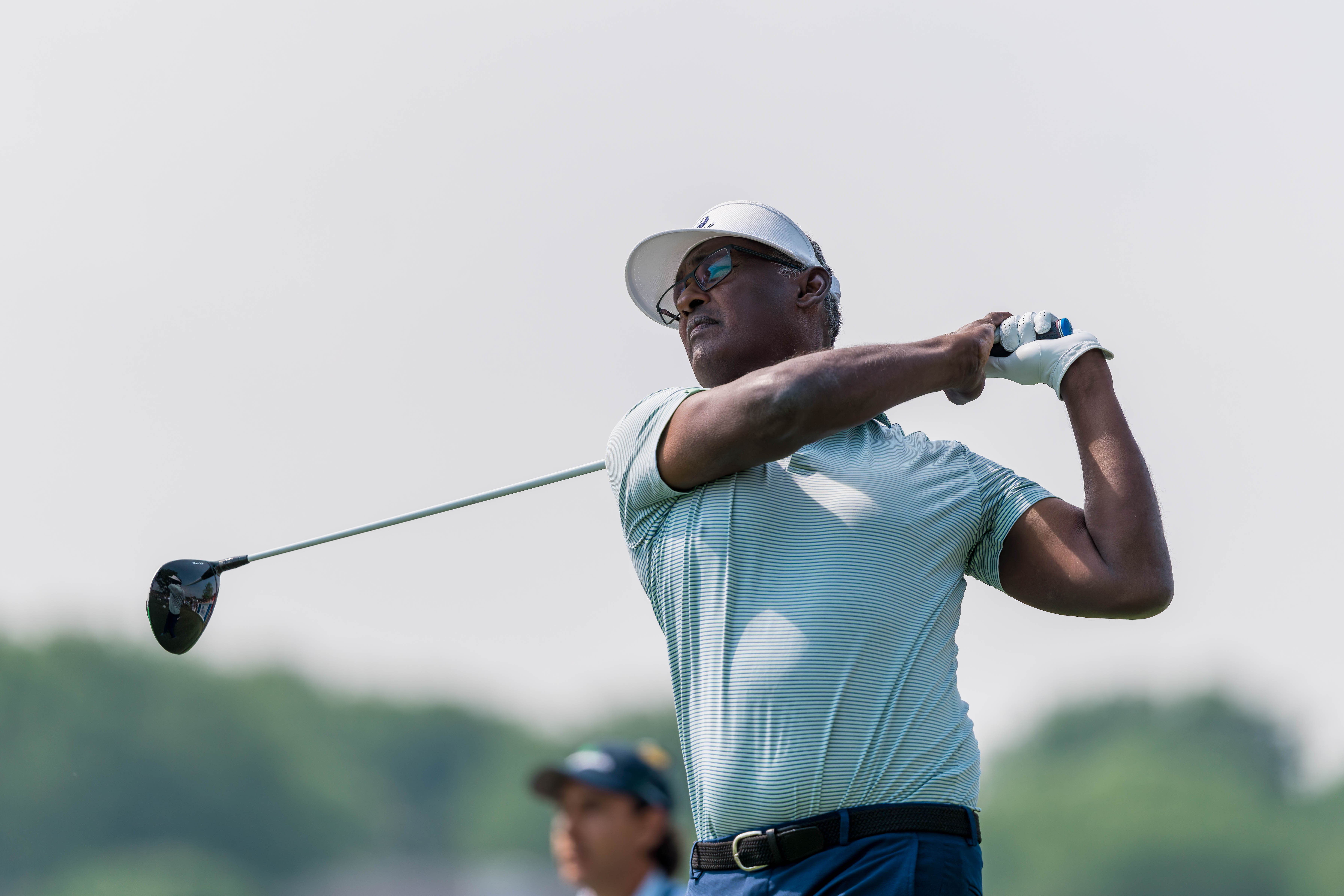 Vijay Singh watches his tee shot from hole 2 during round 1 of The American Family Insurance Championship at TPC Wisconsin in Madison, Wisconsin on June 6th, 2025. Photography by Ross Harried for Second Crop Sports.