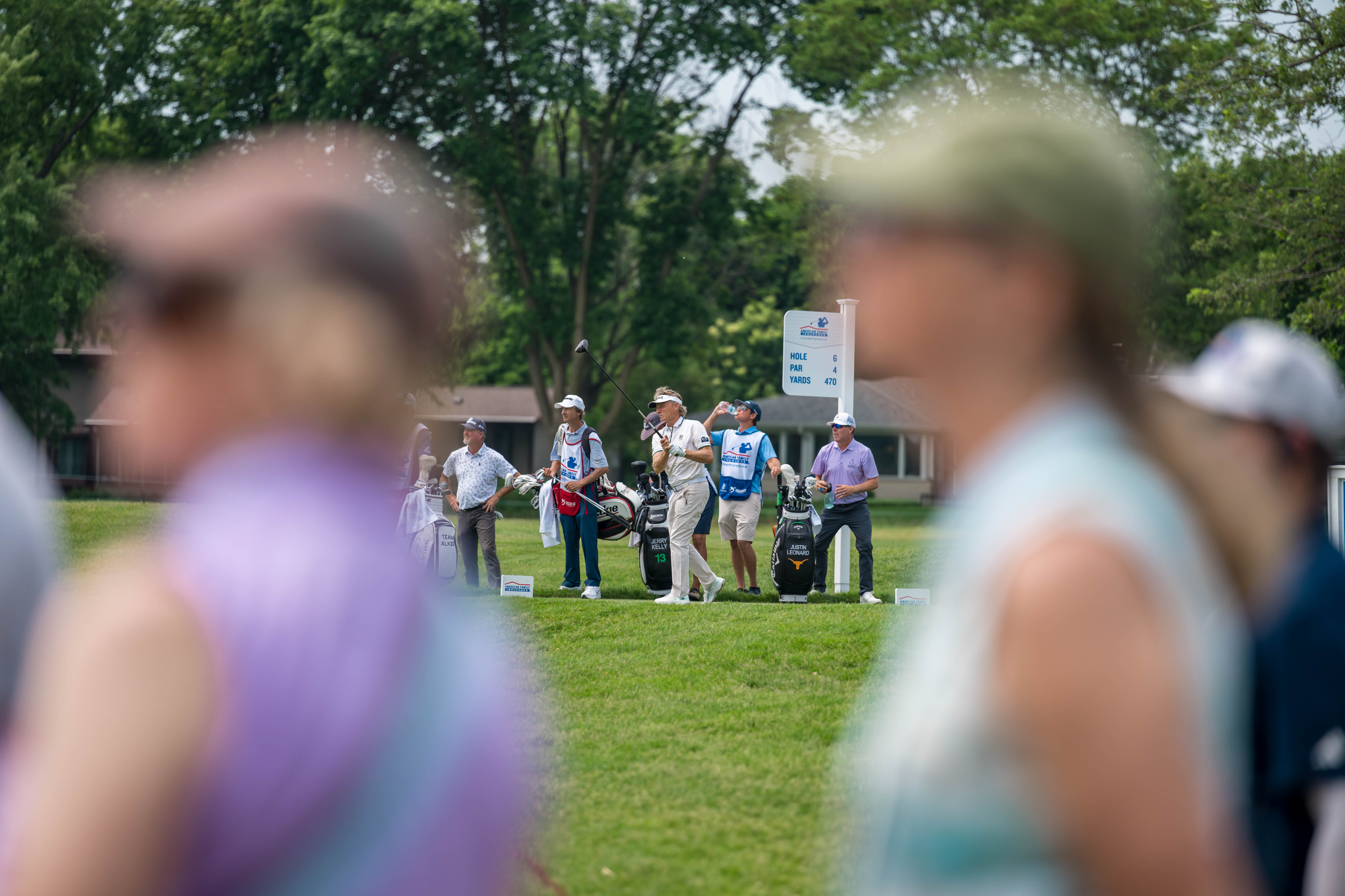 Bernhard Langer watches his tee shot from hole 6 during round 1 of The American Family Insurance Championship at TPC Wisconsin in Madison, Wisconsin on June 6th, 2025. Photography by Ross Harried for Second Crop Sports.