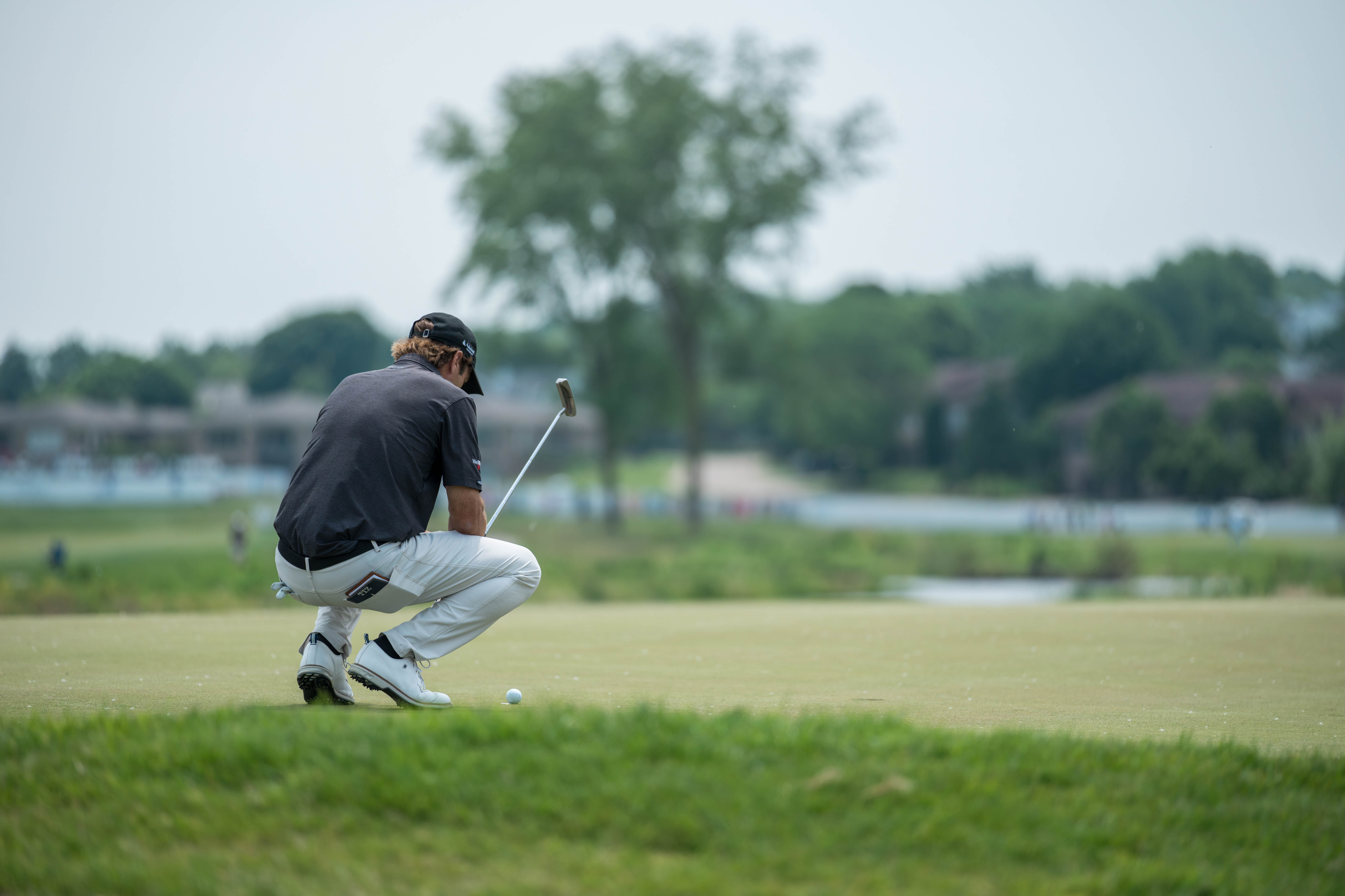 Mario Tiziani lines up a putt on hole 10 during round 2 of The American Family Insurance Championship at TPC Wisconsin in Madison, Wisconsin on June 7th, 2025. Photography by Ross Harried for Second Crop Sports.