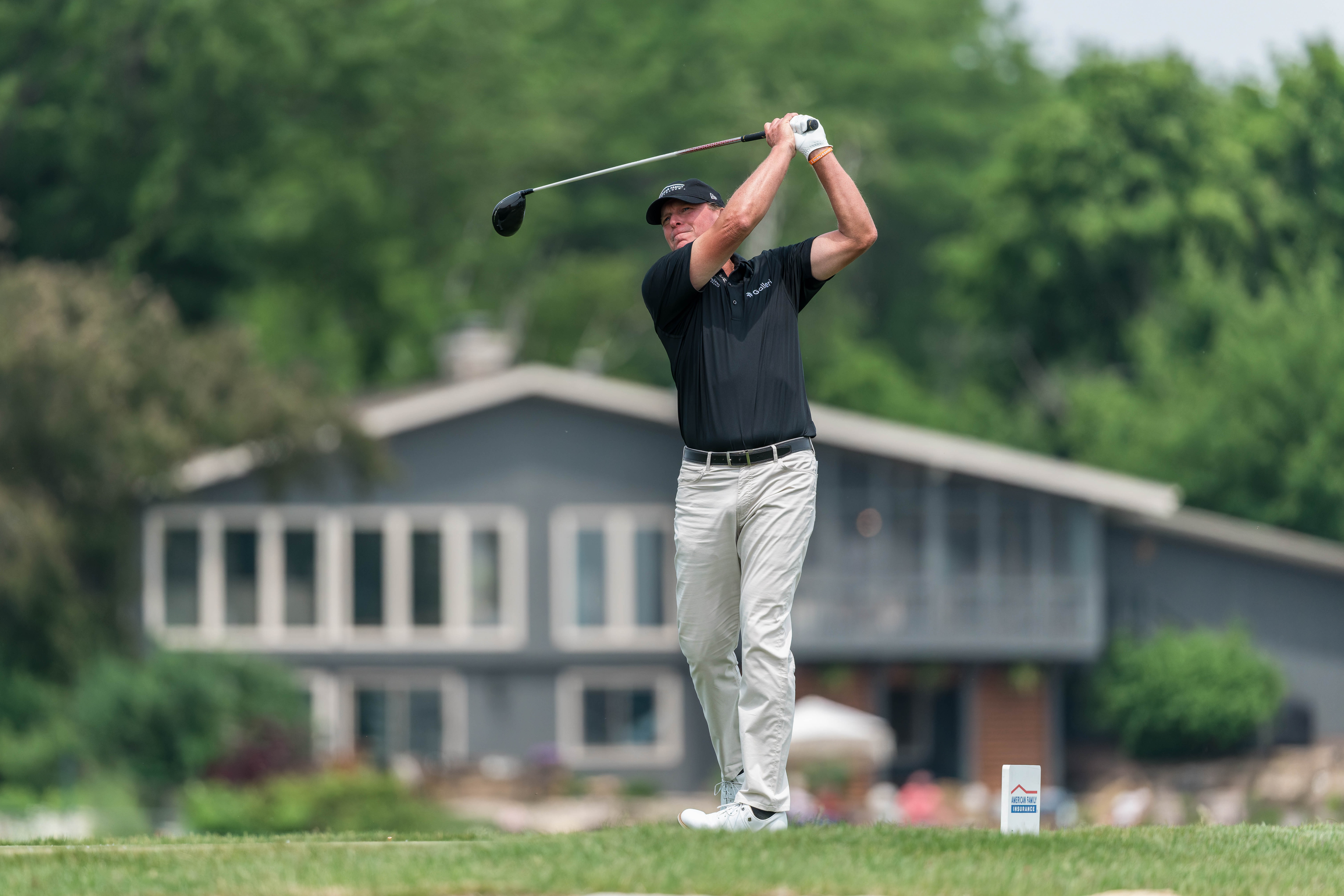 Steve Stricker watches his shot from the 11th tee during round 2 of The American Family Insurance Championship at TPC Wisconsin in Madison, Wisconsin on June 7th, 2025. Photography by Ross Harried for Second Crop Sports.