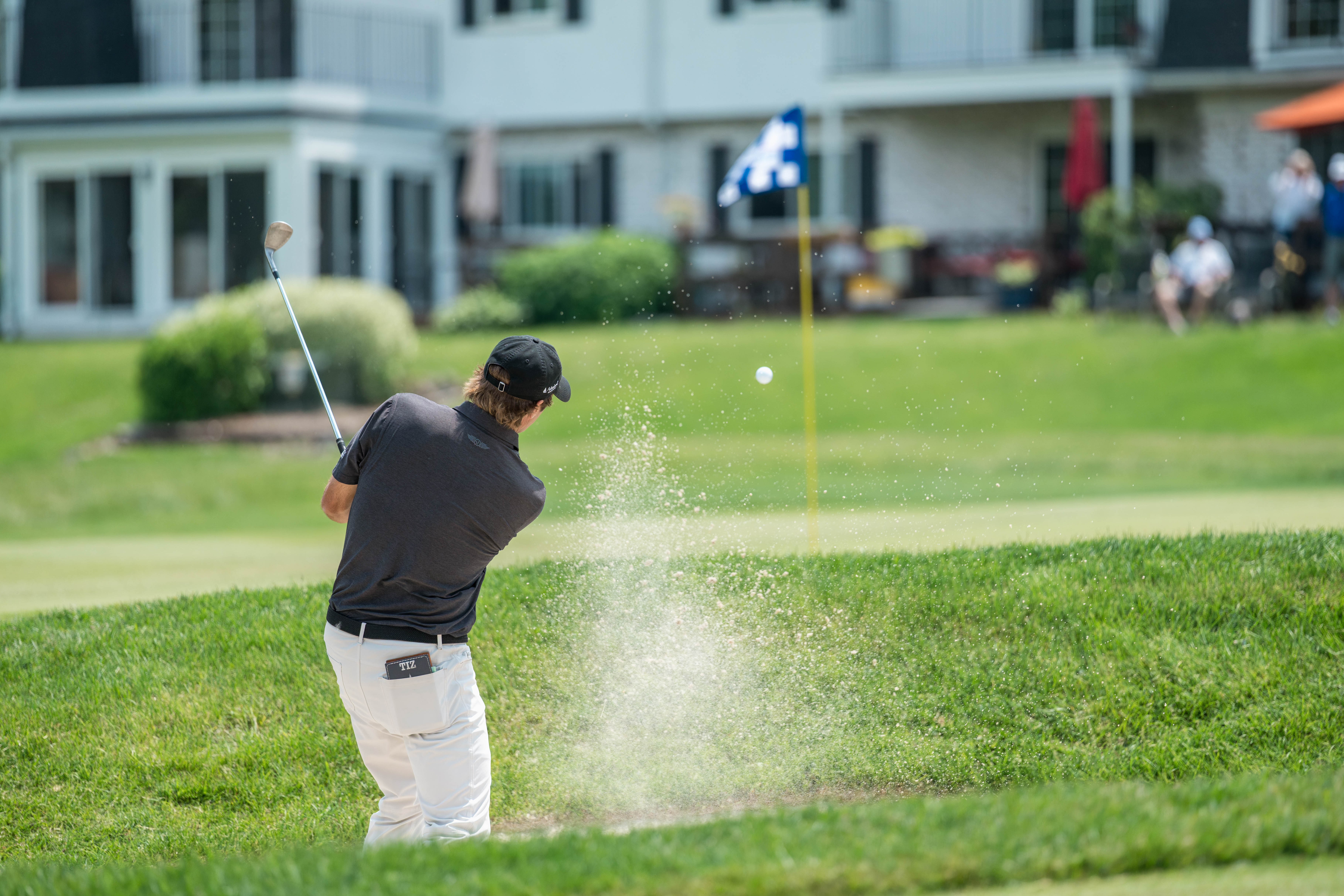 Mario Tiziani hits a shot from the bunker on hole 11 during round 2 of The American Family Insurance Championship at TPC Wisconsin in Madison, Wisconsin on June 7th, 2025. Photography by Ross Harried for Second Crop Sports.
