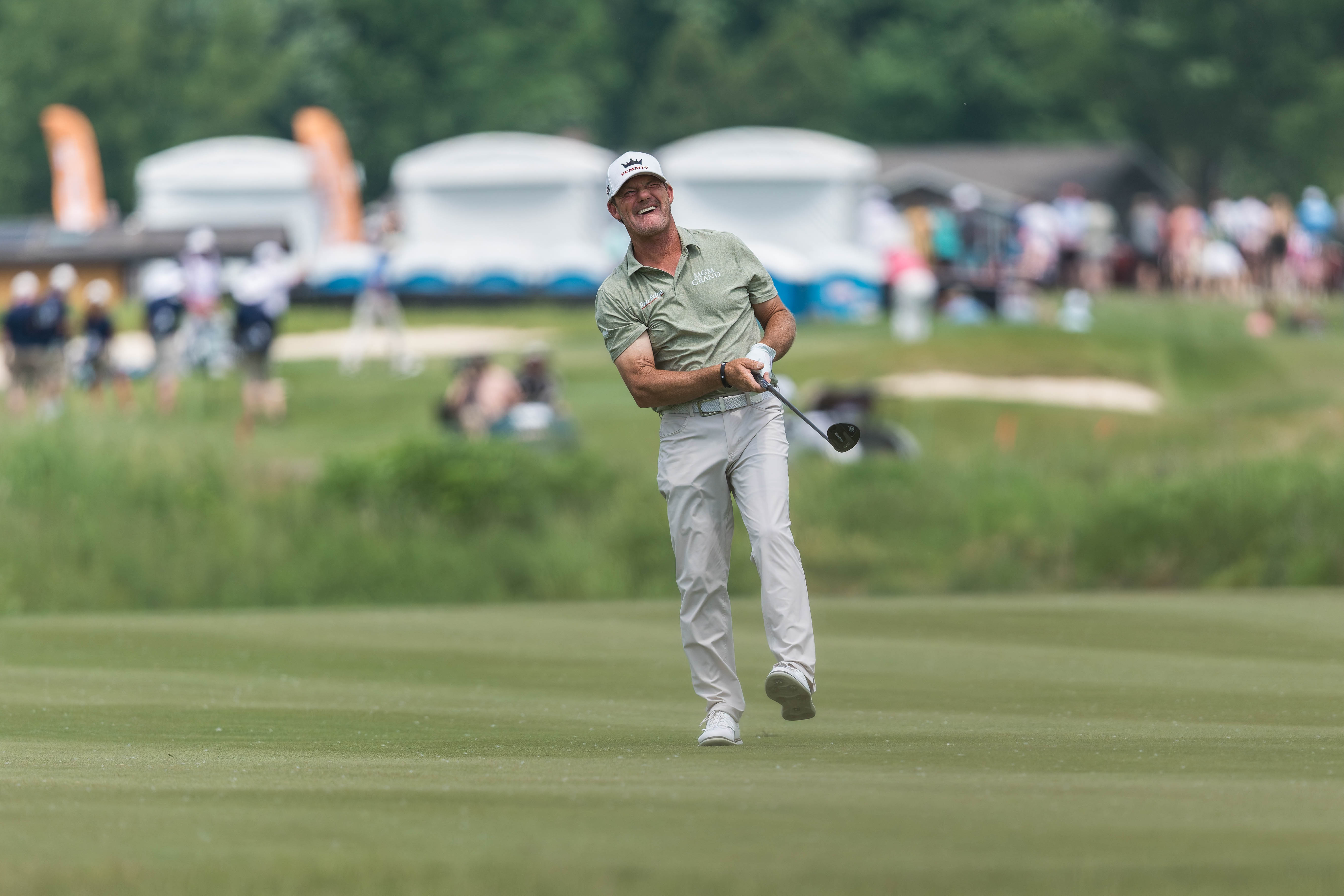 Alex Cejka hits a shot from the fairway on hole 11 during round 2 of The American Family Insurance Championship at TPC Wisconsin in Madison, Wisconsin on June 7th, 2025. Photography by Ross Harried for Second Crop Sports.
