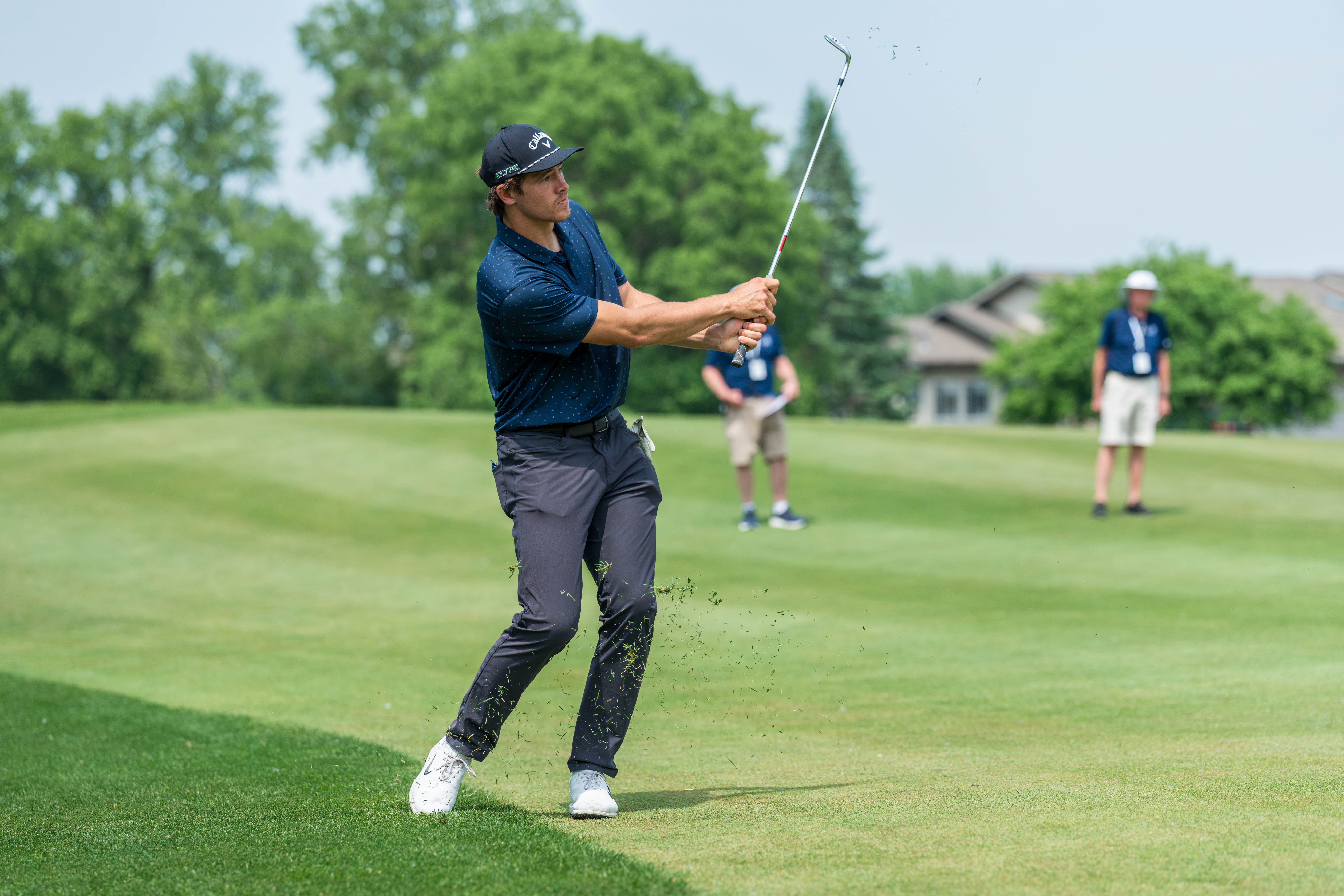 Justin Herbert hits a chip shot on hole 11 during round 2 of The American Family Insurance Championship at TPC Wisconsin in Madison, Wisconsin on June 7th, 2025. Photography by Ross Harried for Second Crop Sports.