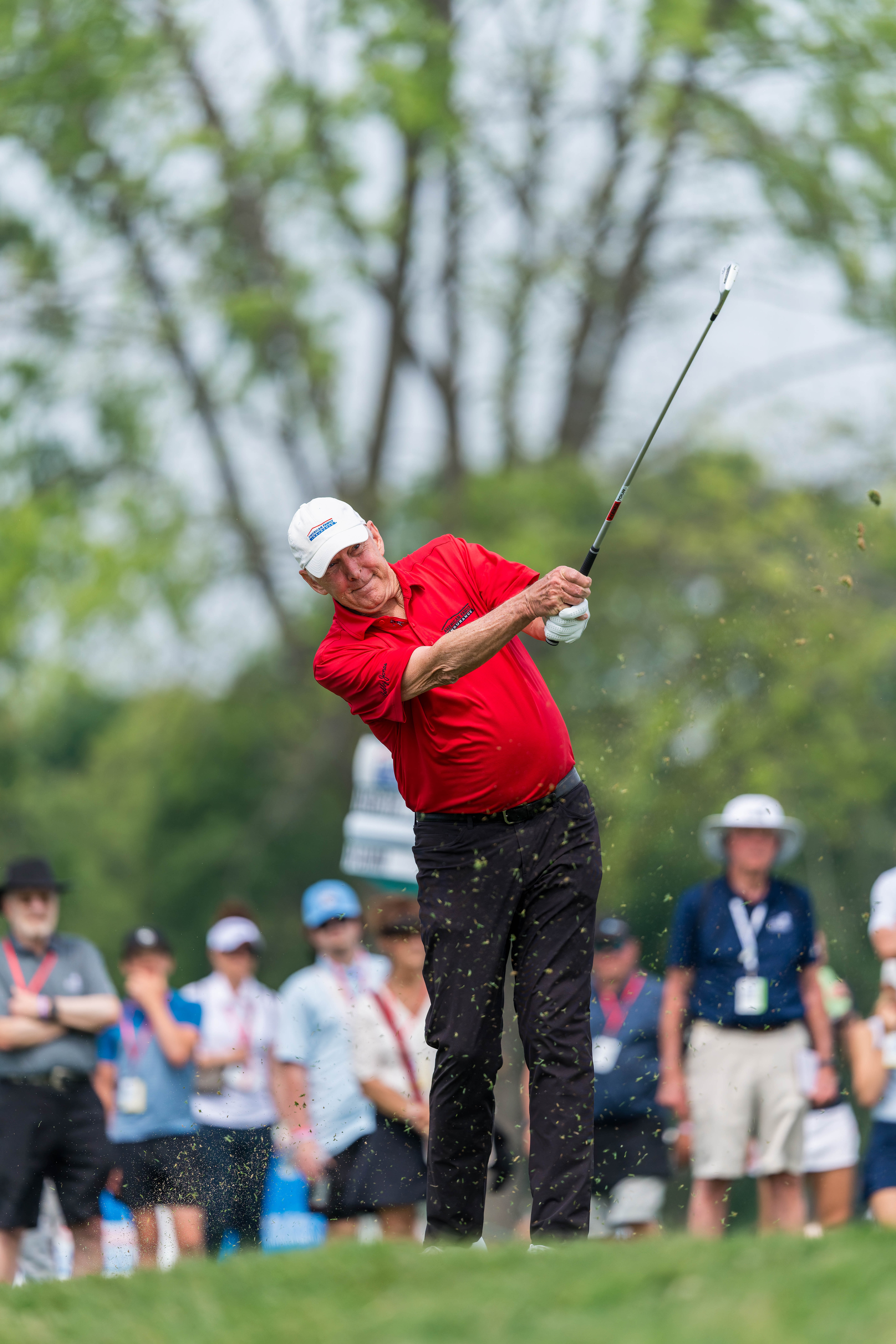 Andy North hits a tee shot on the 14th tee during round 2 of The American Family Insurance Championship at TPC Wisconsin in Madison, Wisconsin on June 7th, 2025. Photography by Ross Harried for Second Crop Sports.