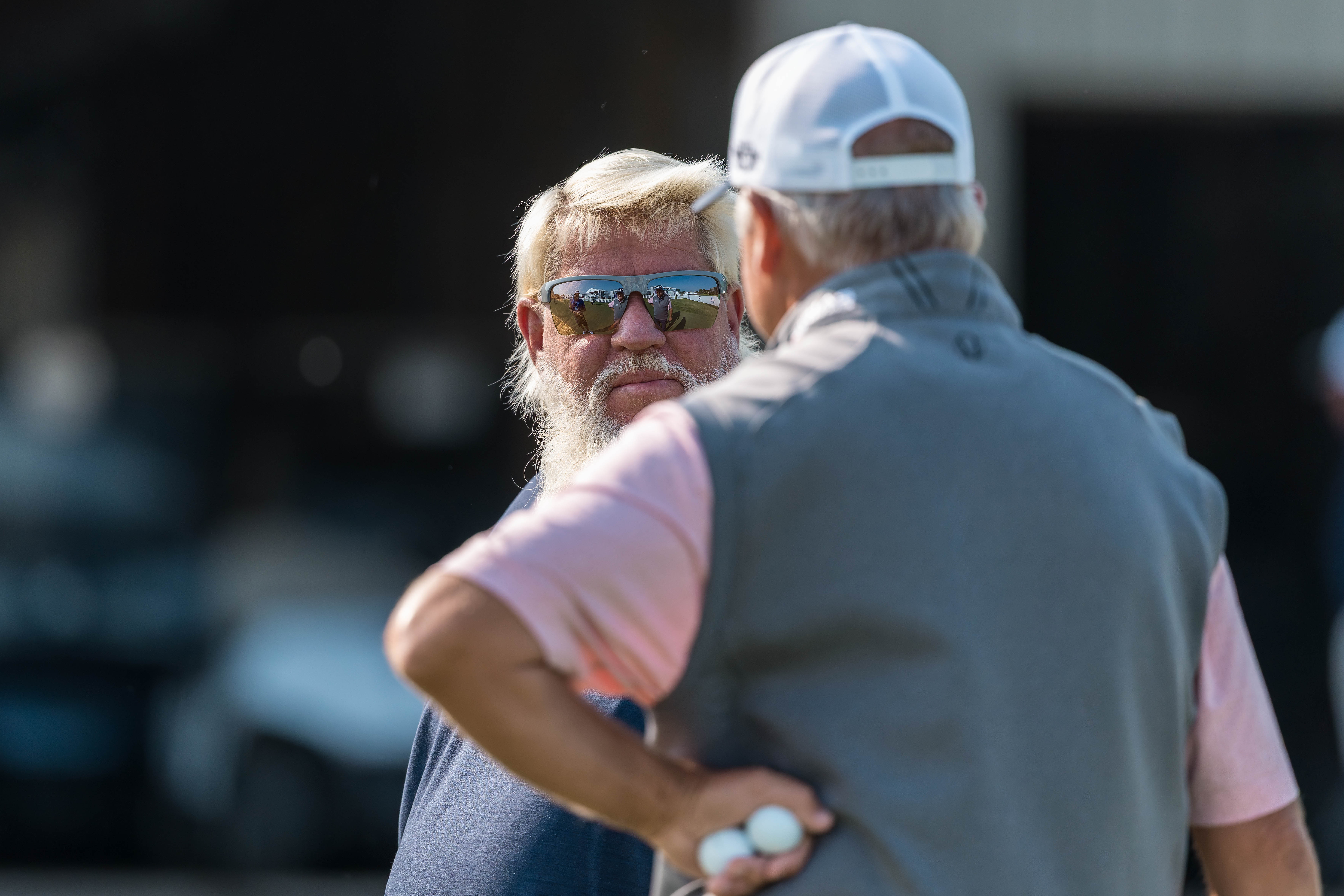 John Daly warms up on the putting green ahead of round 3 of The American Family Insurance Championship at TPC Wisconsin in Madison, Wisconsin on June 8th, 2025. Photography by Ross Harried for Second Crop Sports.